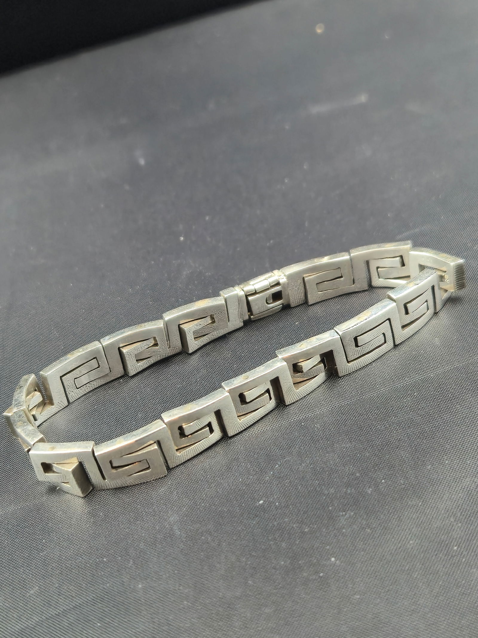 Vintage Mexico Taxco Sterling Silver 950 Heavy 34.9g Greek Key Link Bracelet 7.5" (1 of 6)