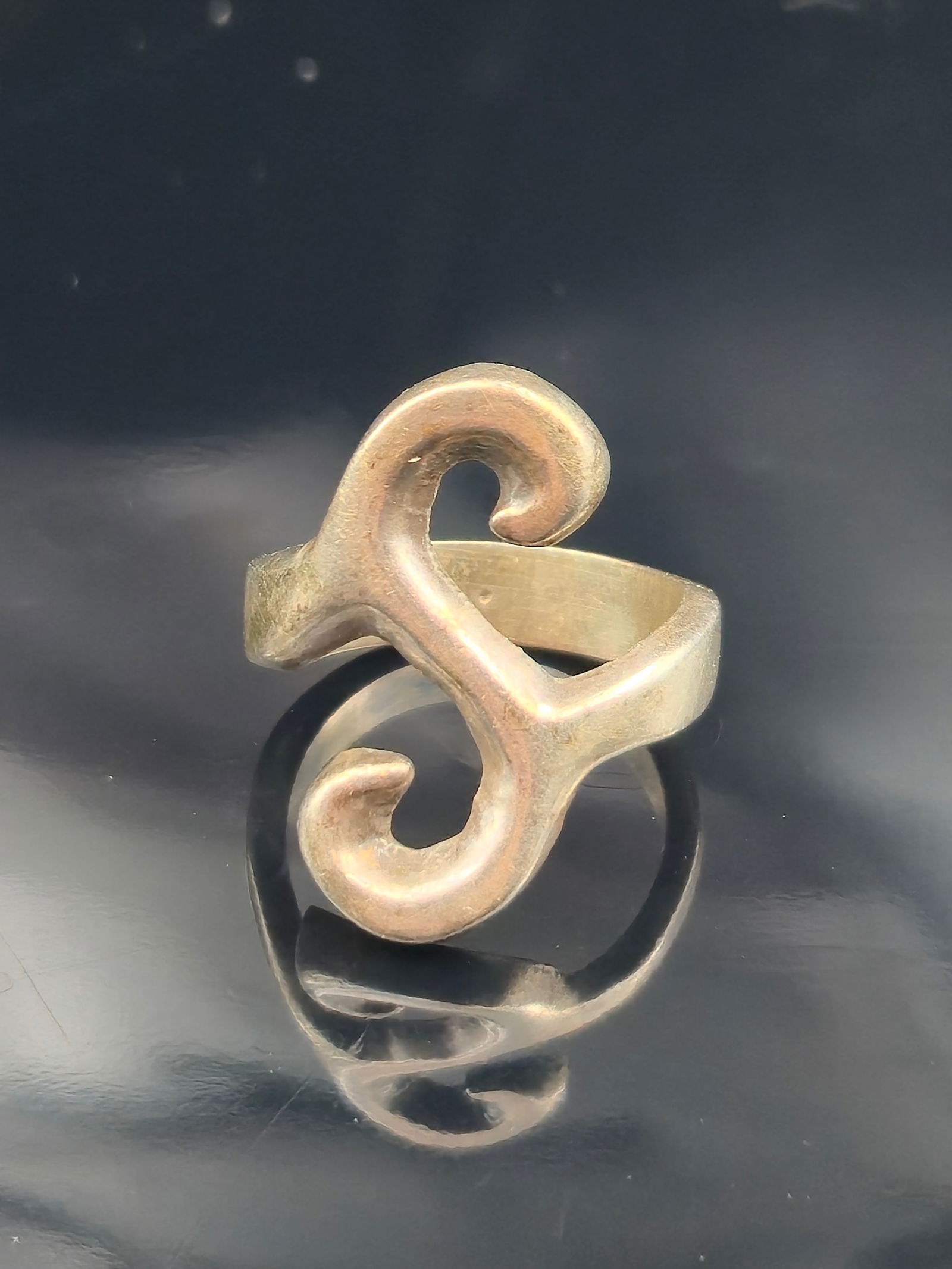 Vintage Mexico Taxco Sterling Silver 925 Heavy 7.5g Modernist Abstract Swirl Ring Size 7 (1 of 8)