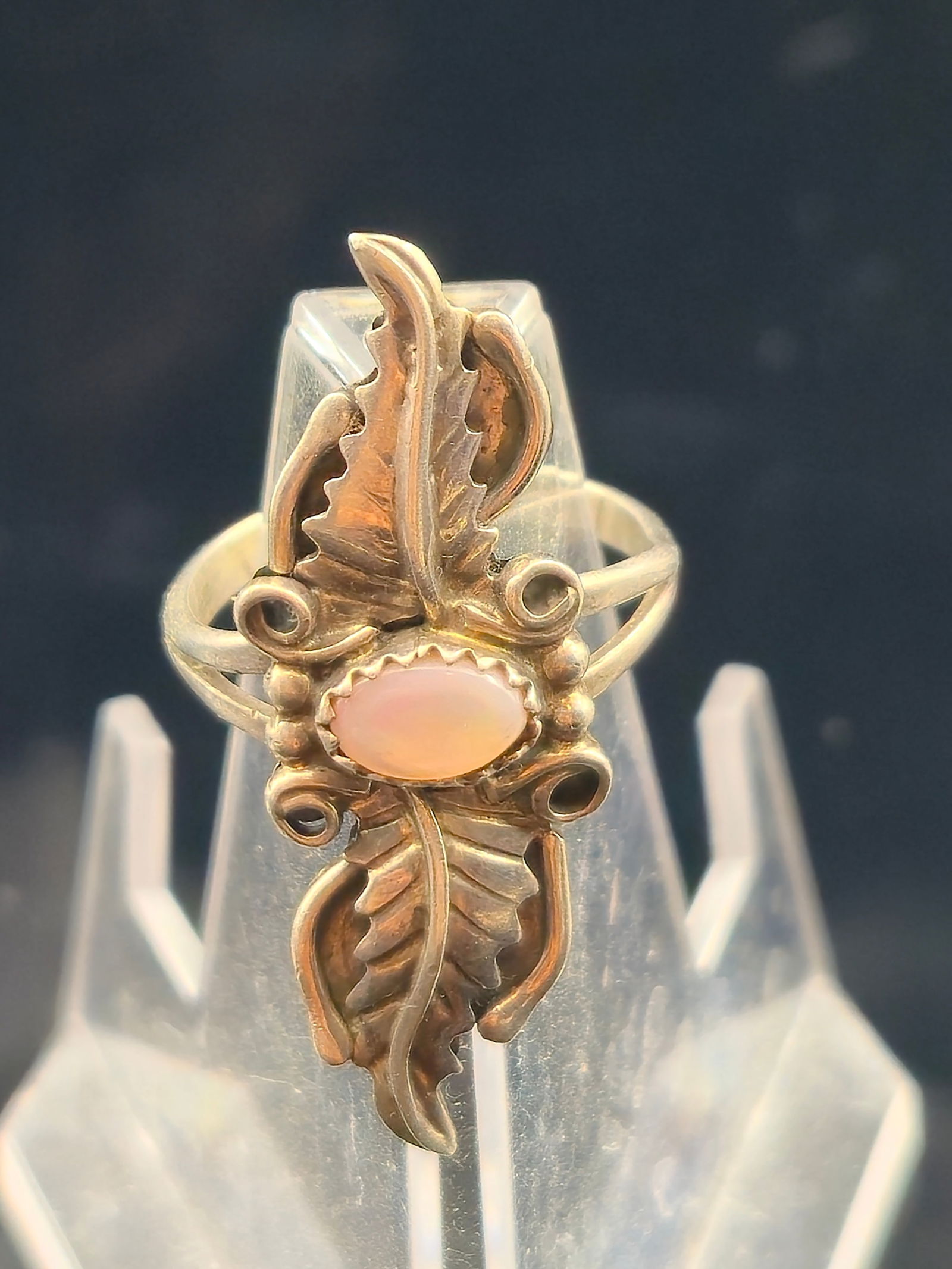 Stanley Natay Navajo Sterling Silver 925 Ring w/ Pink Opal Cabochon Sz 7 4.5g (1 of 7)