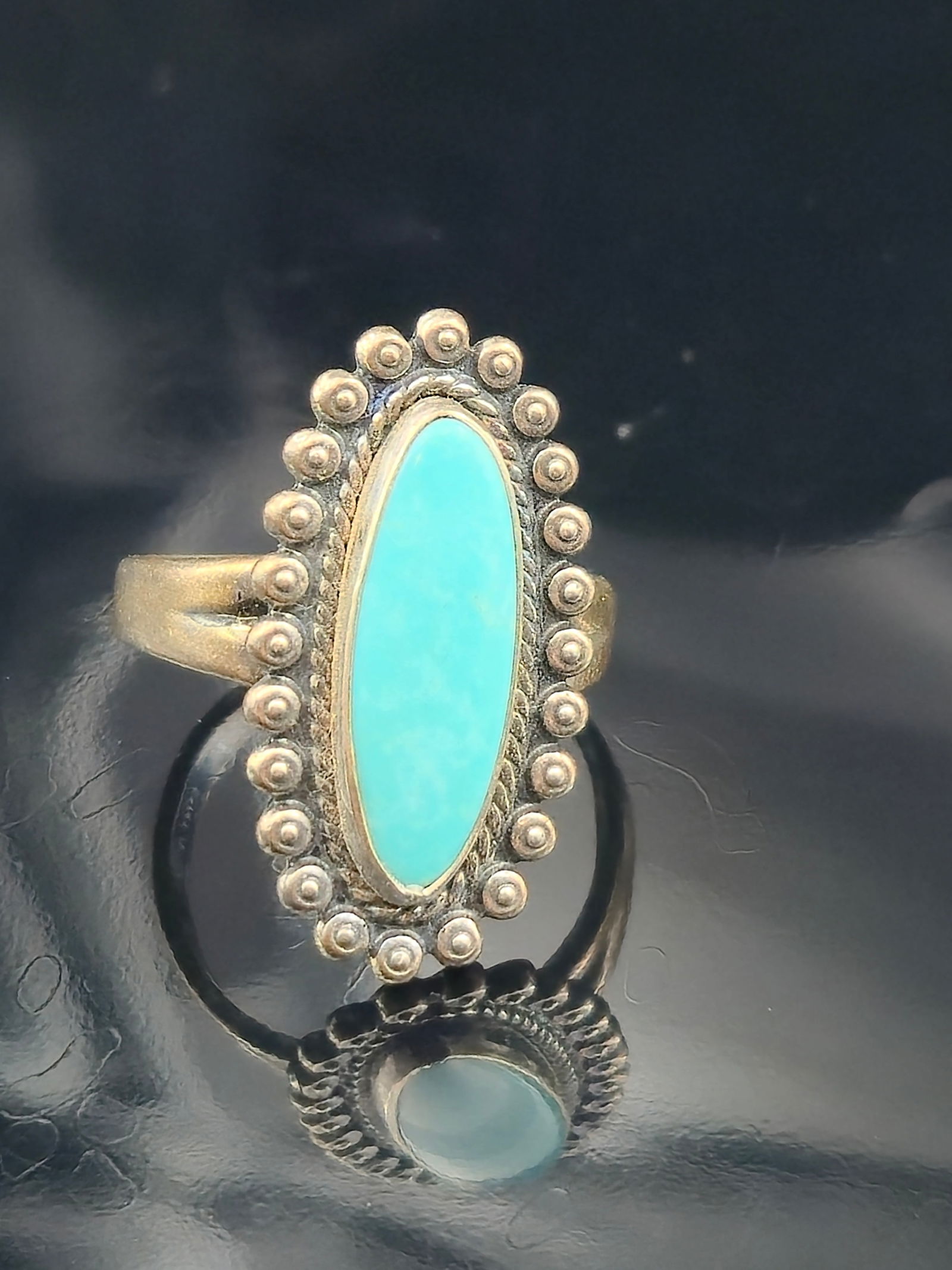 Bell Trading Post Sterling Silver Ring w/ Turquoise Cabochon, Sz 7, 5.0g (1 of 8)
