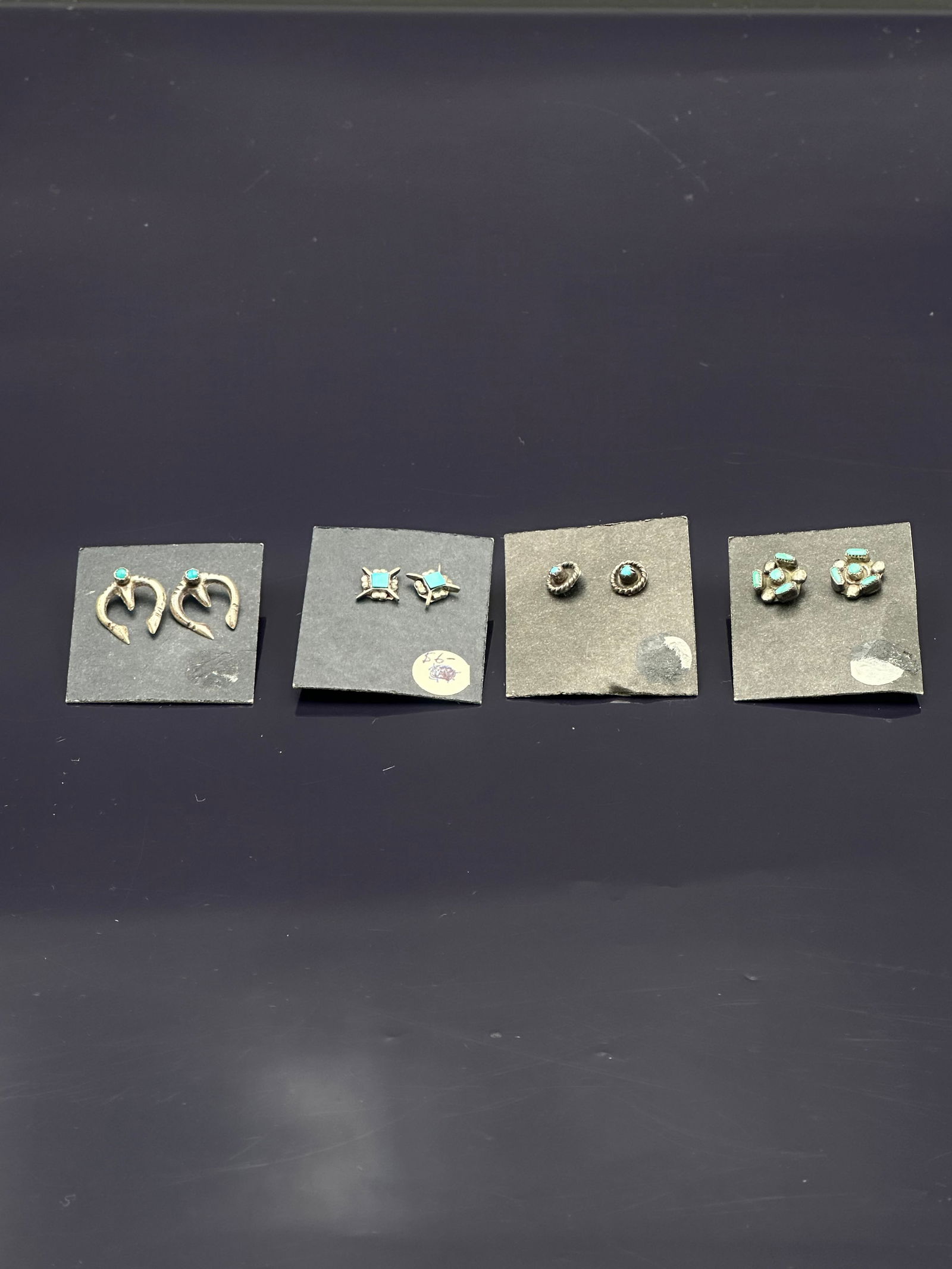 Lot of Vintage Sterling & Turquoise Stud Earrings (4 Pairs) (1 of 7)