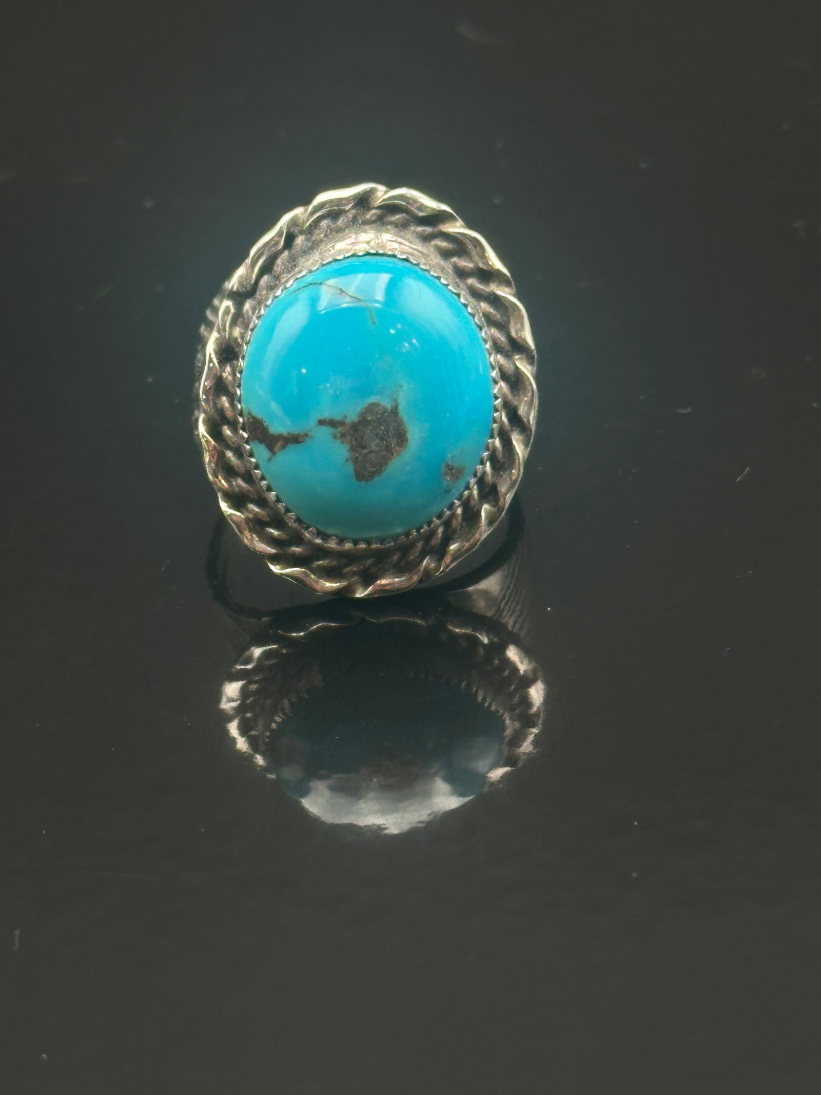 Native American Sterling Silver & Turquoise Ring, Signed VR (1 of 7)