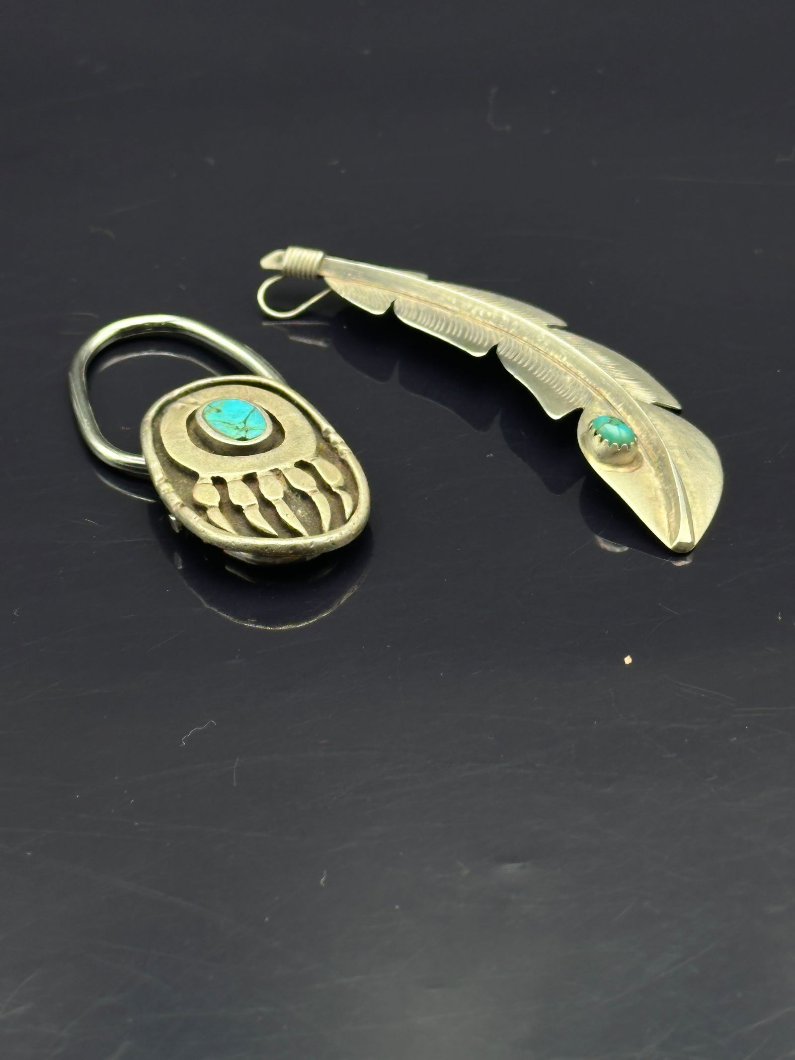 Two Sterling Silver Navajo Turquoise Pendants, Signed Billy Long (1 of 9)