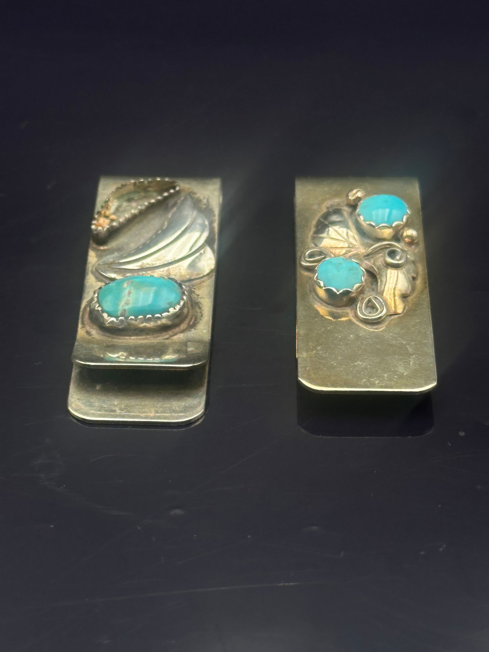 Lot of 2 Sterling Silver Turquoise Money Clips, 30.6g (1 of 6)