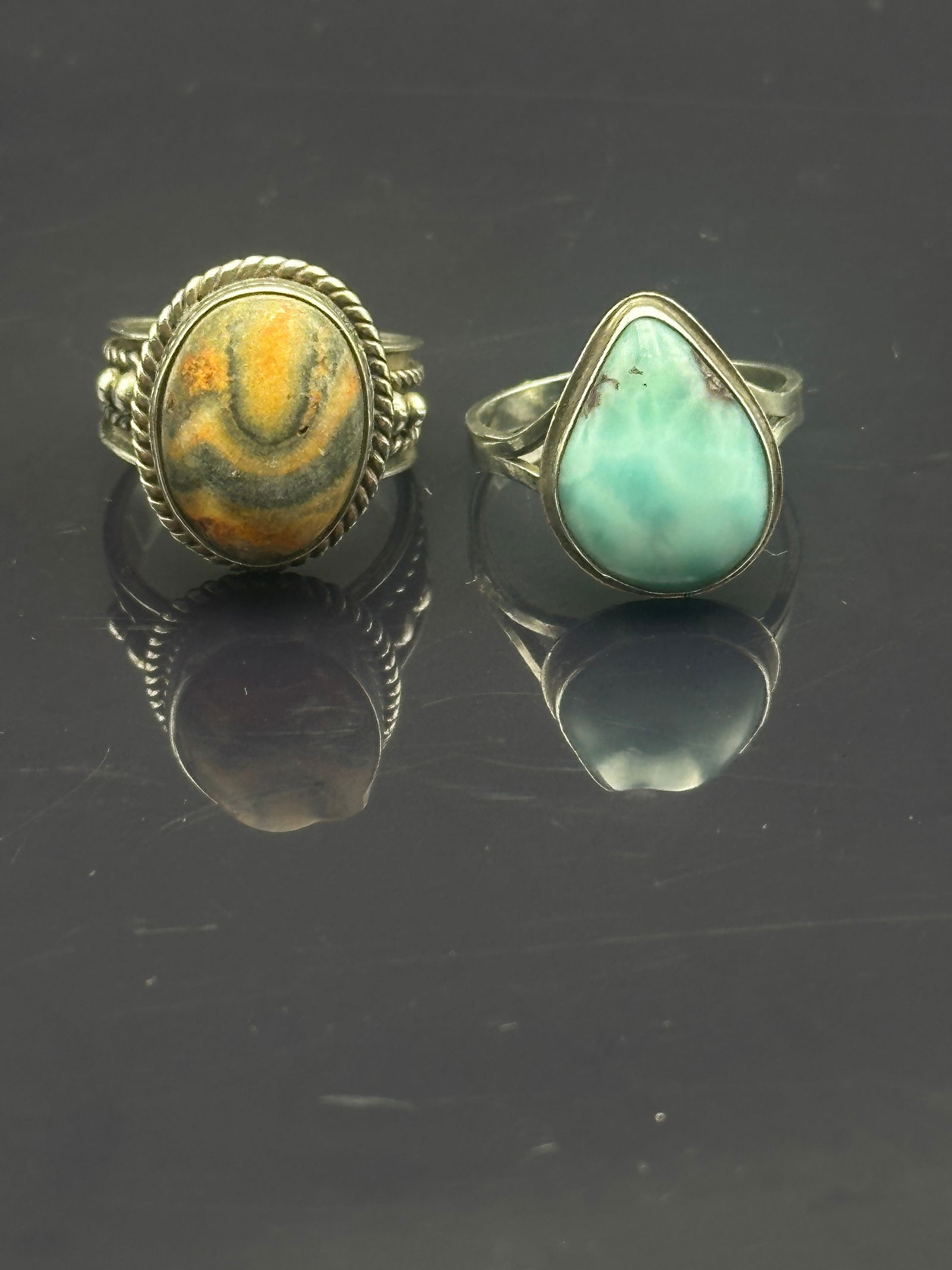 Pair of Sterling Silver Rings w/ Gemstones, 12.2g (1 of 11)