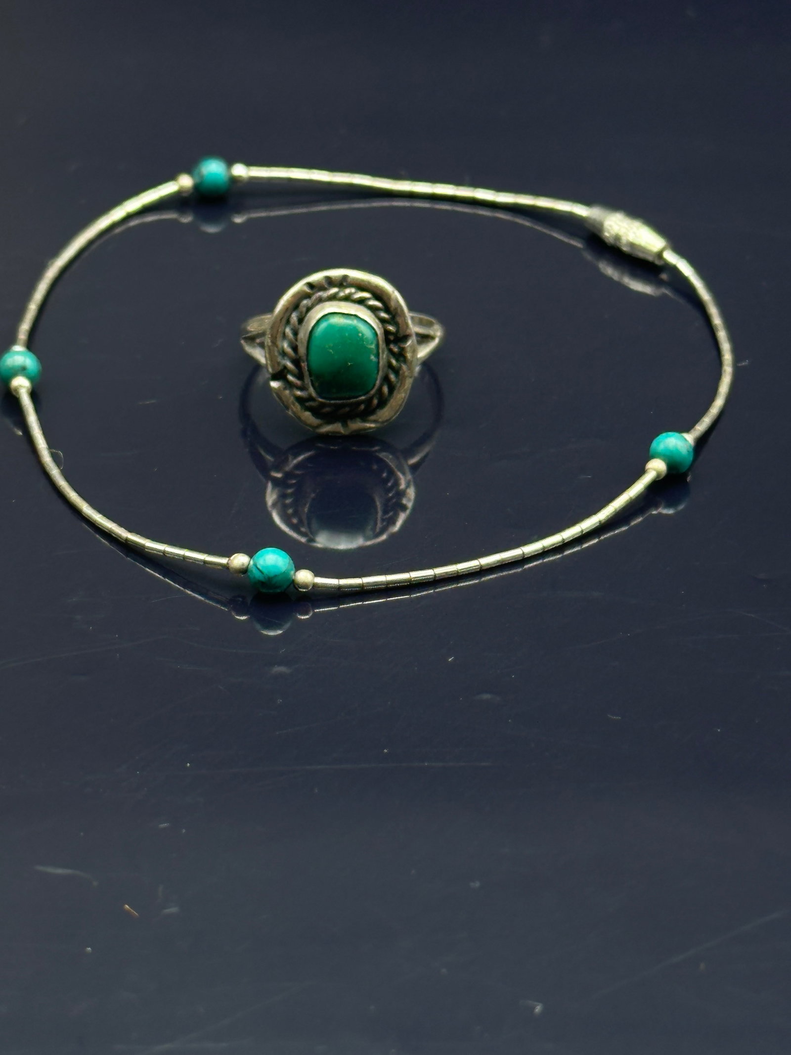 Sterling Silver & Turquoise Ring and Bracelet Set (1 of 11)