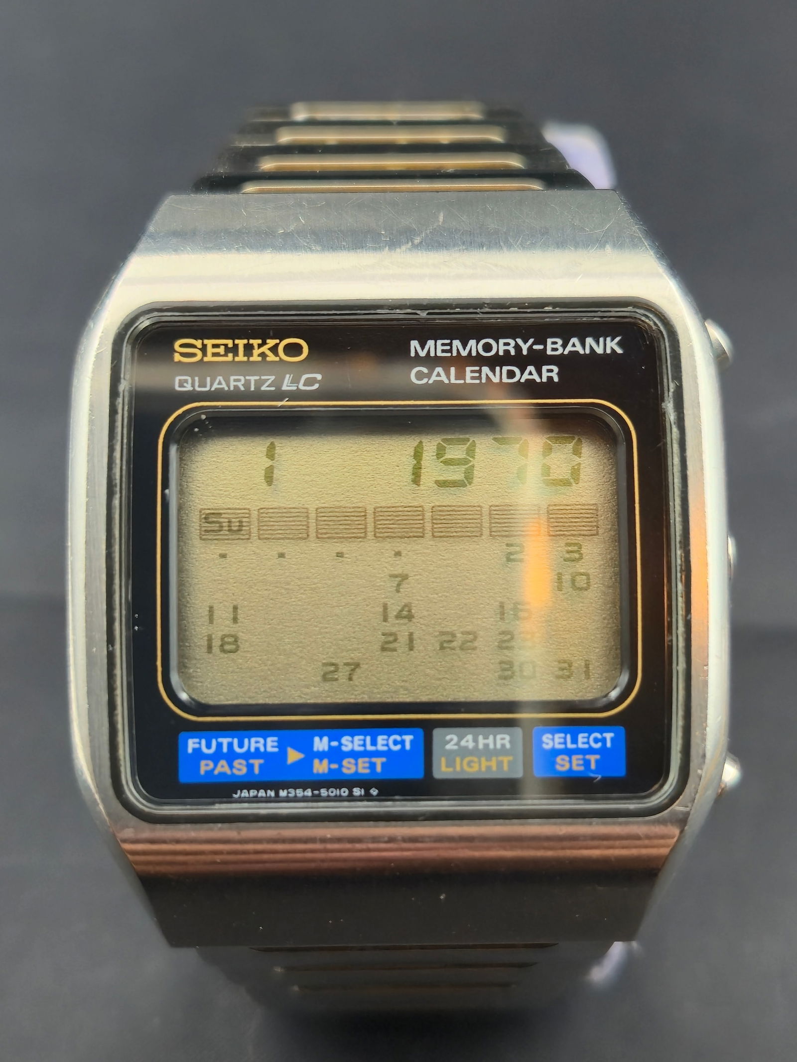 Vintage 1970s Seiko Quartz LC Memory Bank Calendar M354-5019 Digital Watch 34mm (1 of 9)