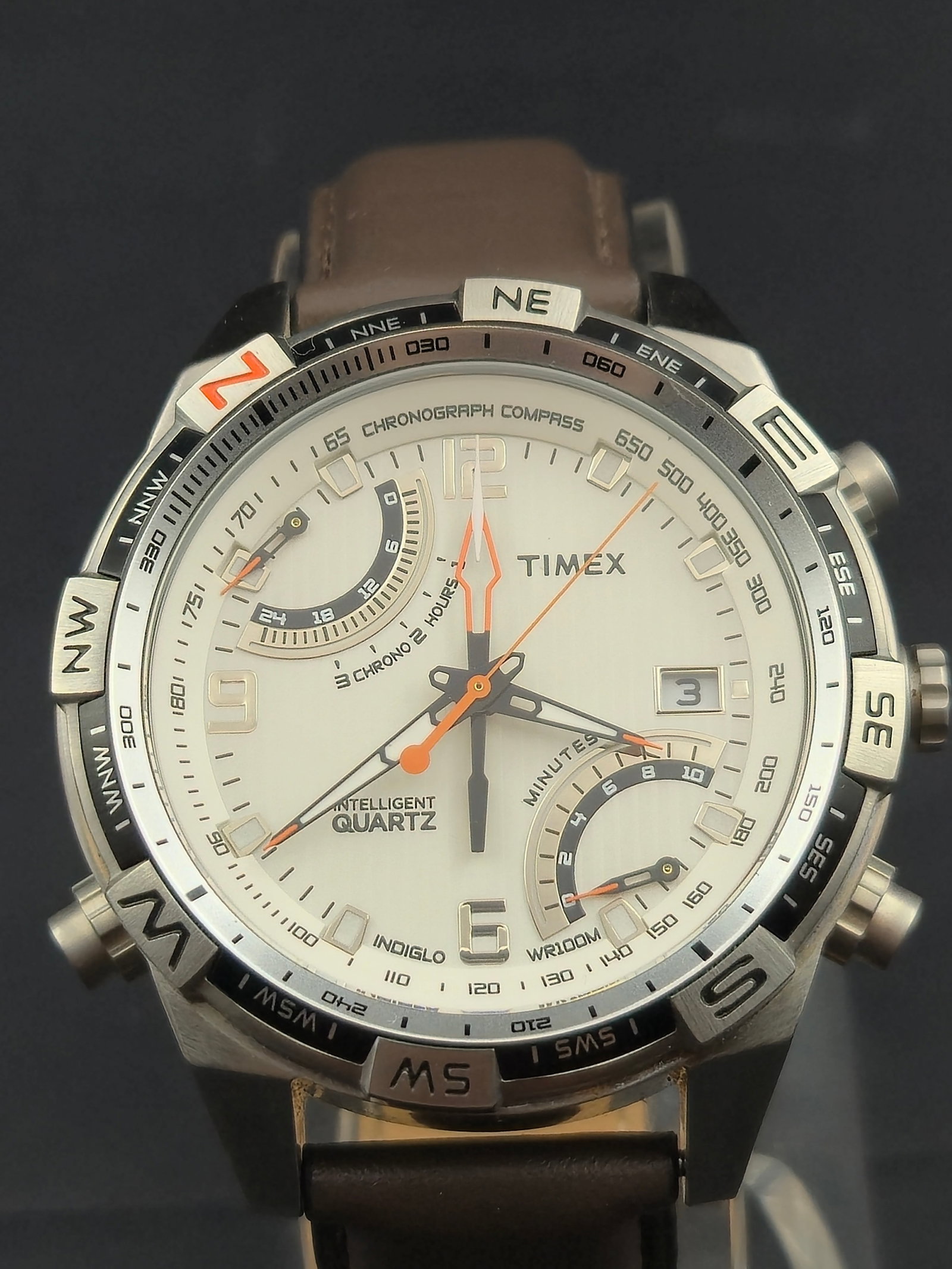 Timex Intelligent Quartz Chronograph Compass WR100M Stainless Steel 2010s (1 of 7)