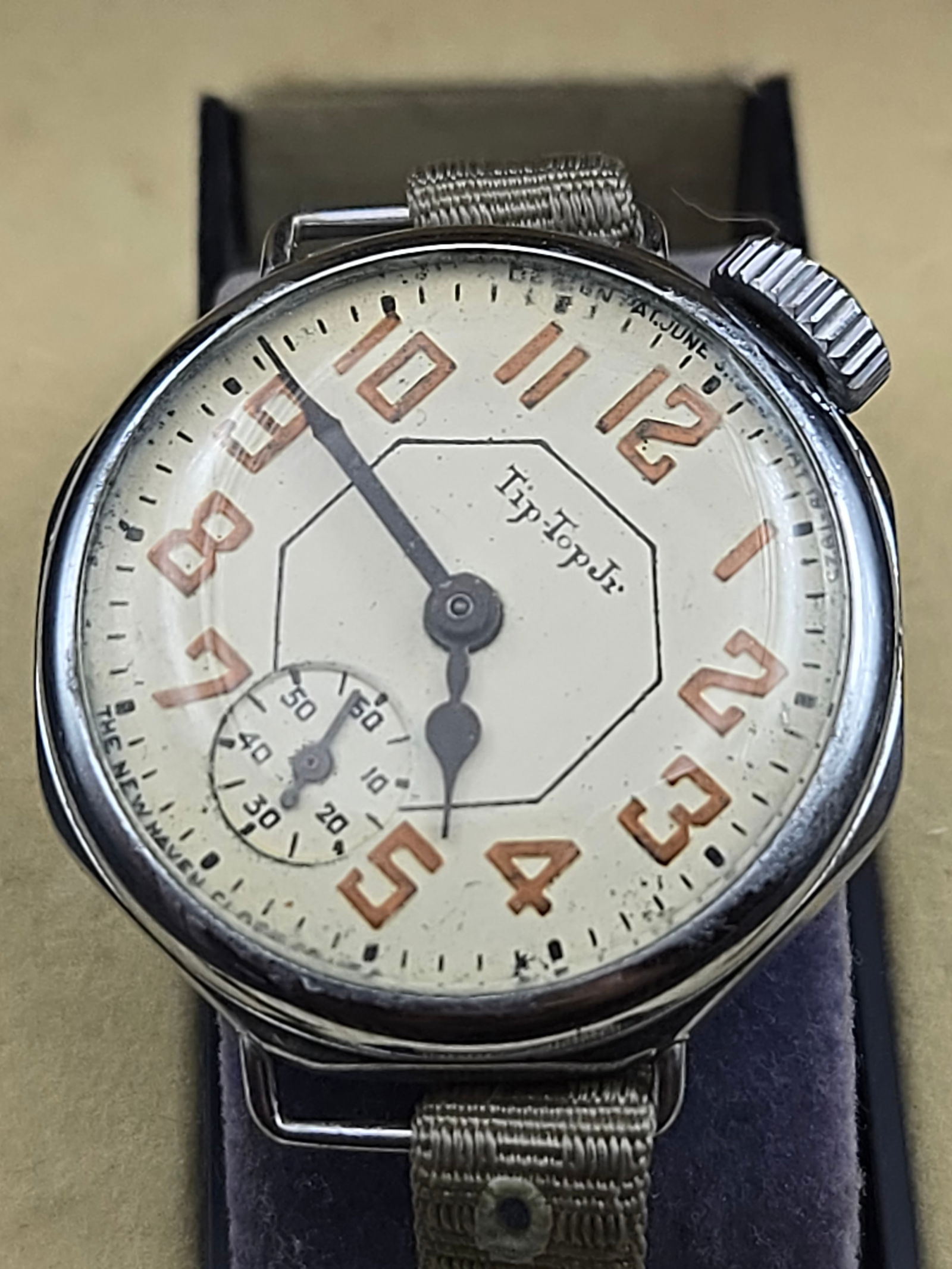 1920s Tip Top Jr. Manual Wind Wristwatch, Patent 1924–1925, Luminous Dial w/ Sub-Seconds, Running (1 of 6)