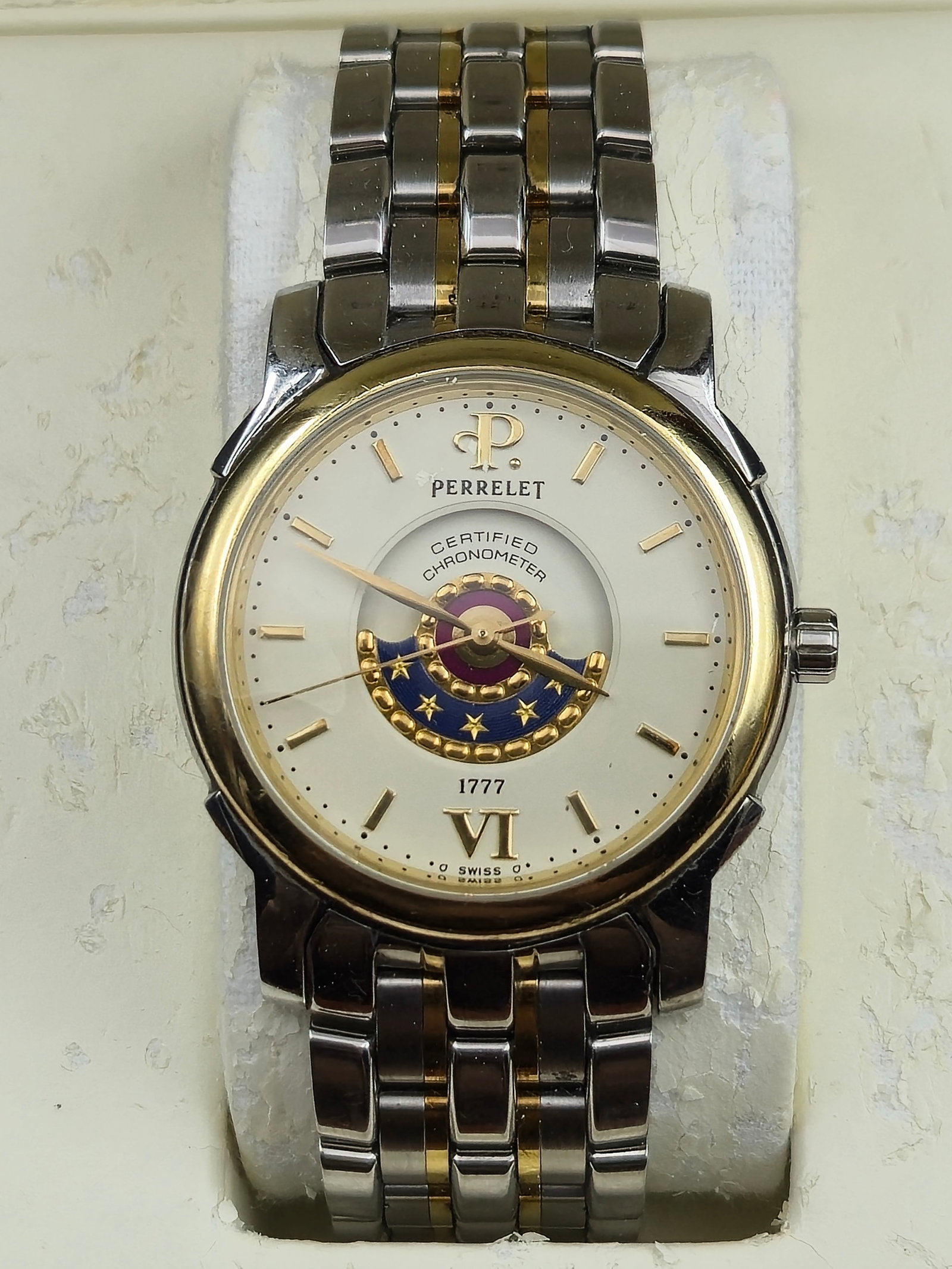 2000s Perrelet Chronometer Limited Edition 29/50 39mm Steel & 18K Gold Automatic Watch Full Set (1 of 12)