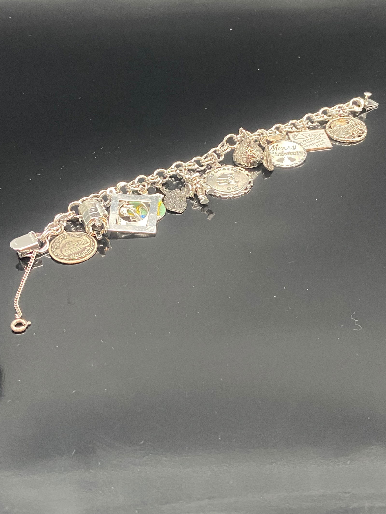 Sterling Silver Charm Bracelet with Travel & Holiday Charms (1 of 11)