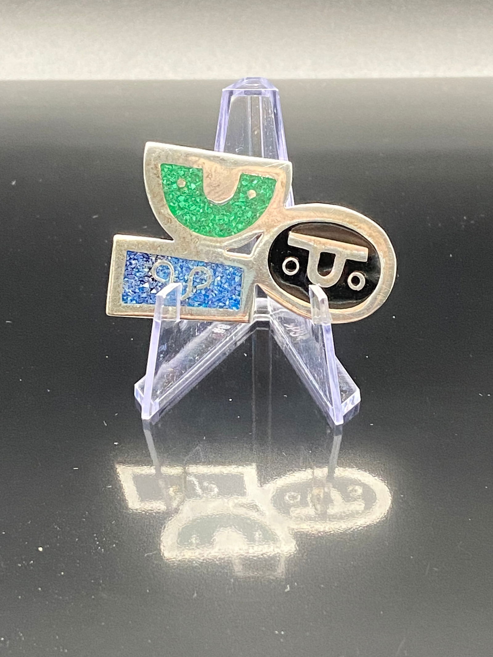 Modernist Sterling Silver Enamel Brooch (1 of 5)