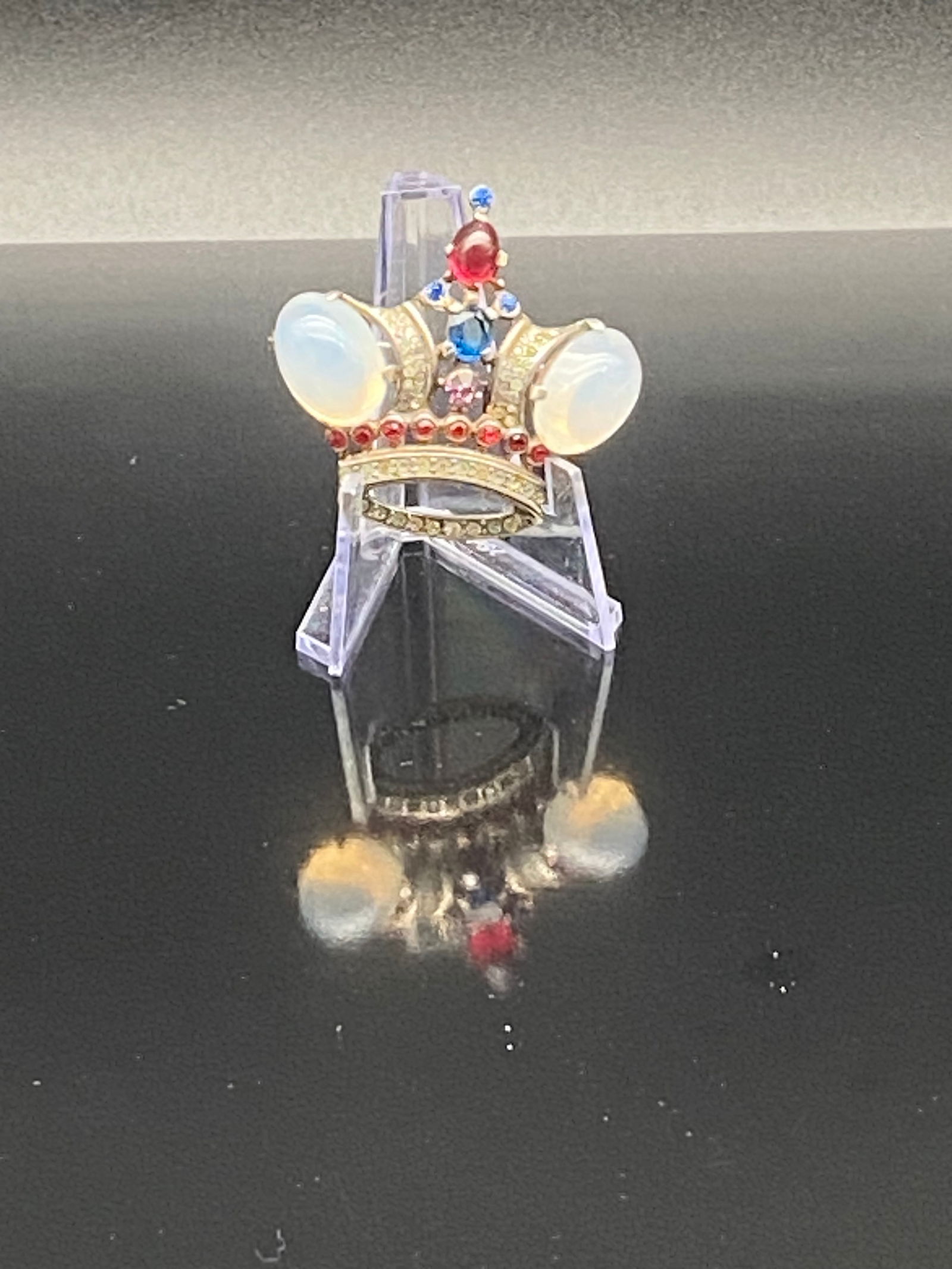 Vintage Crown Brooch w/ Cabochons & Rhinestones (1 of 6)