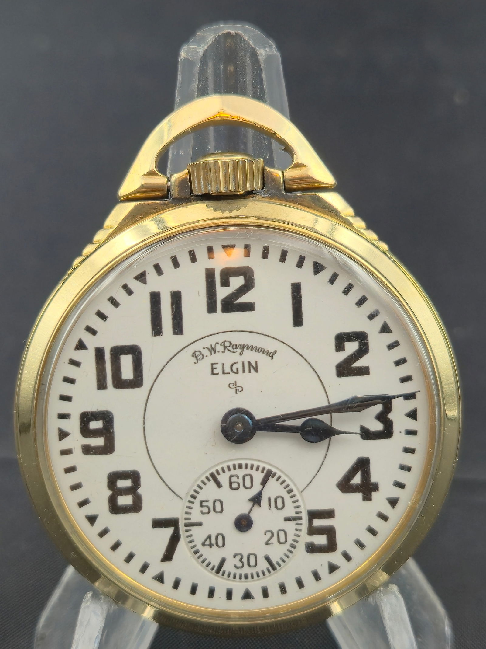 1946 Elgin B.W. Raymond Grade 571 16s 21J Railroad Pocket Watch, 10K GF Keystone J. Boss Case, Early (1 of 8)