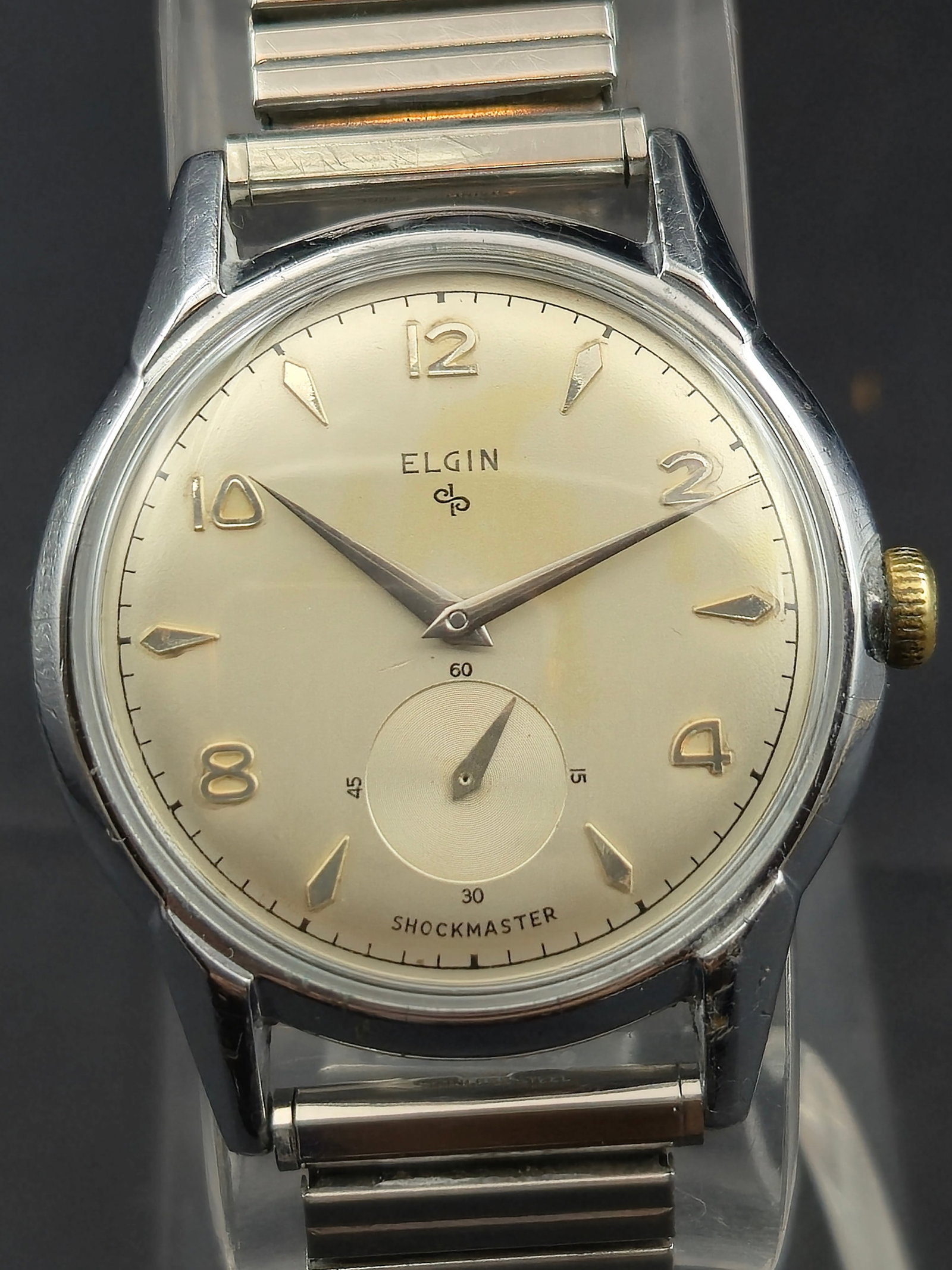 1950s Elgin Shockmaster 17J Cal. 687 Manual Wind Wristwatch 33mm Stainless (1 of 9)