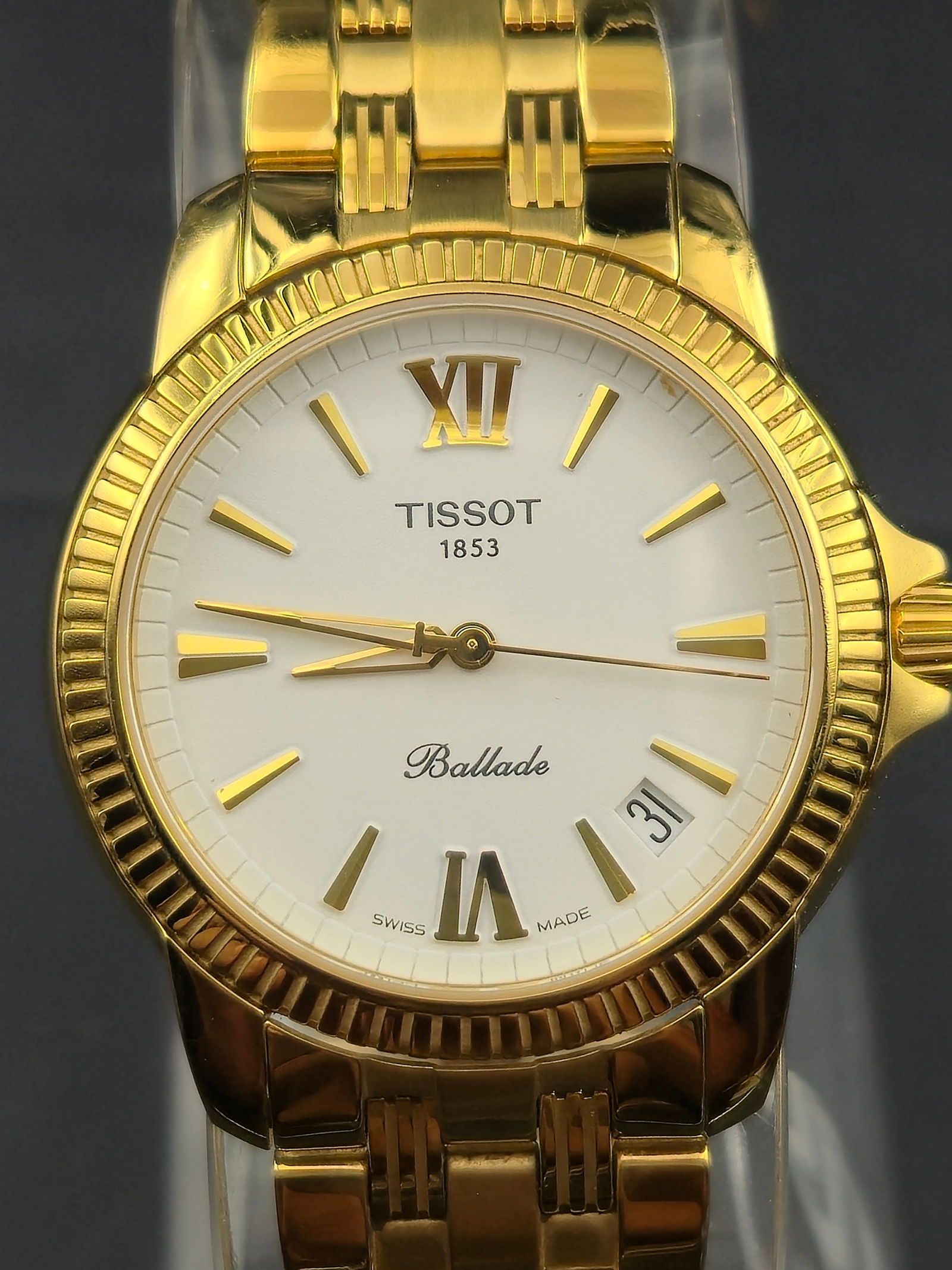 1990s Tissot Ballade Swiss Quartz Wristwatch 34mm Gold-Tone w/ Date (1 of 8)