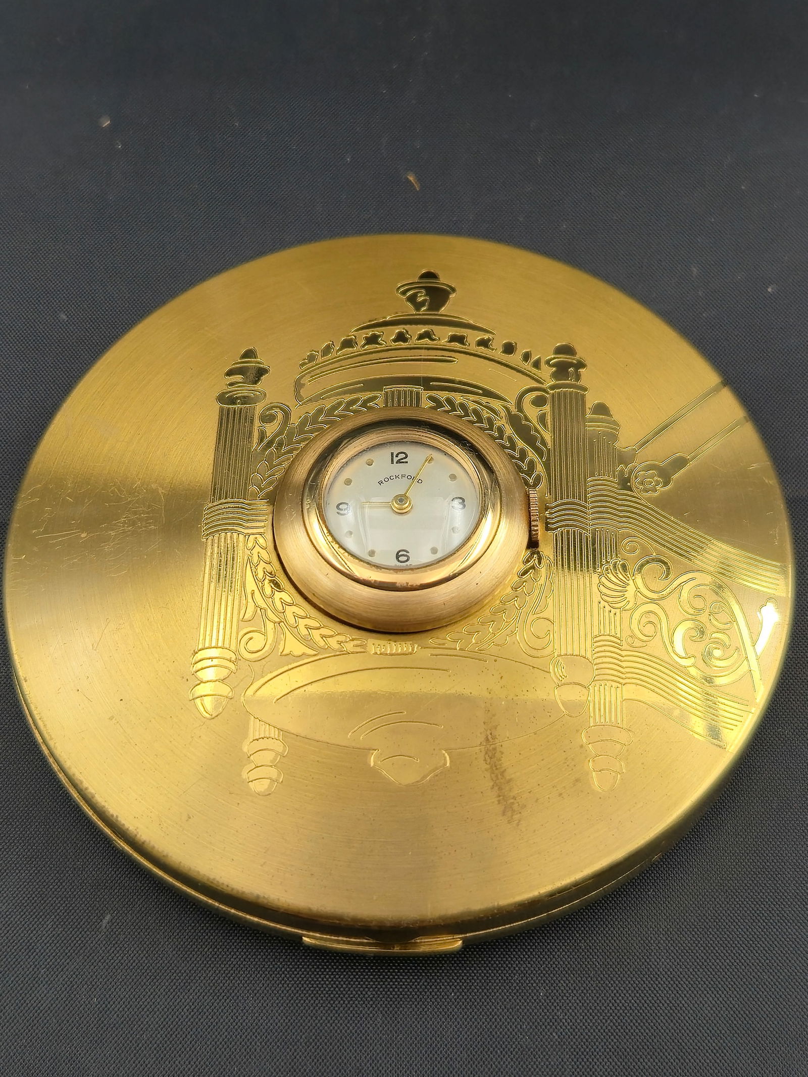 1950s Rockford Compact Travel Watch by Illinois Watch Case Co. Gold-Tone (1 of 8)