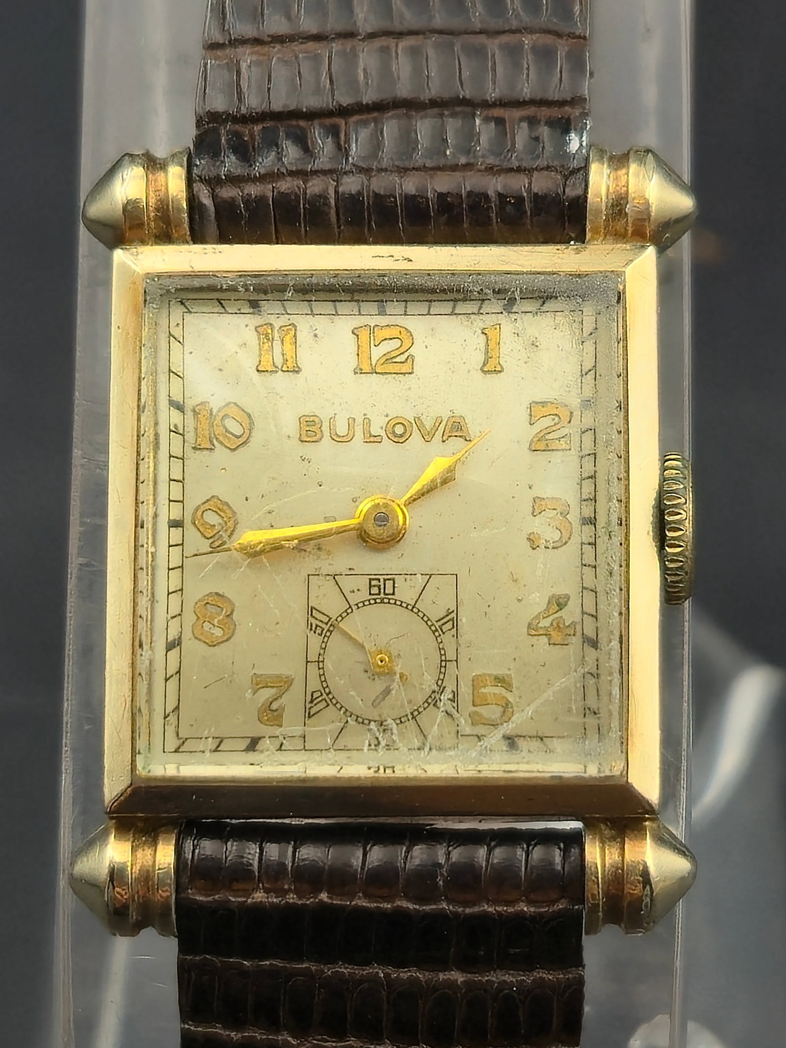 1950s Bulova 10K GF Square Wristwatch 17J Cal. 8AH Manual Wind 28mm (1 of 9)