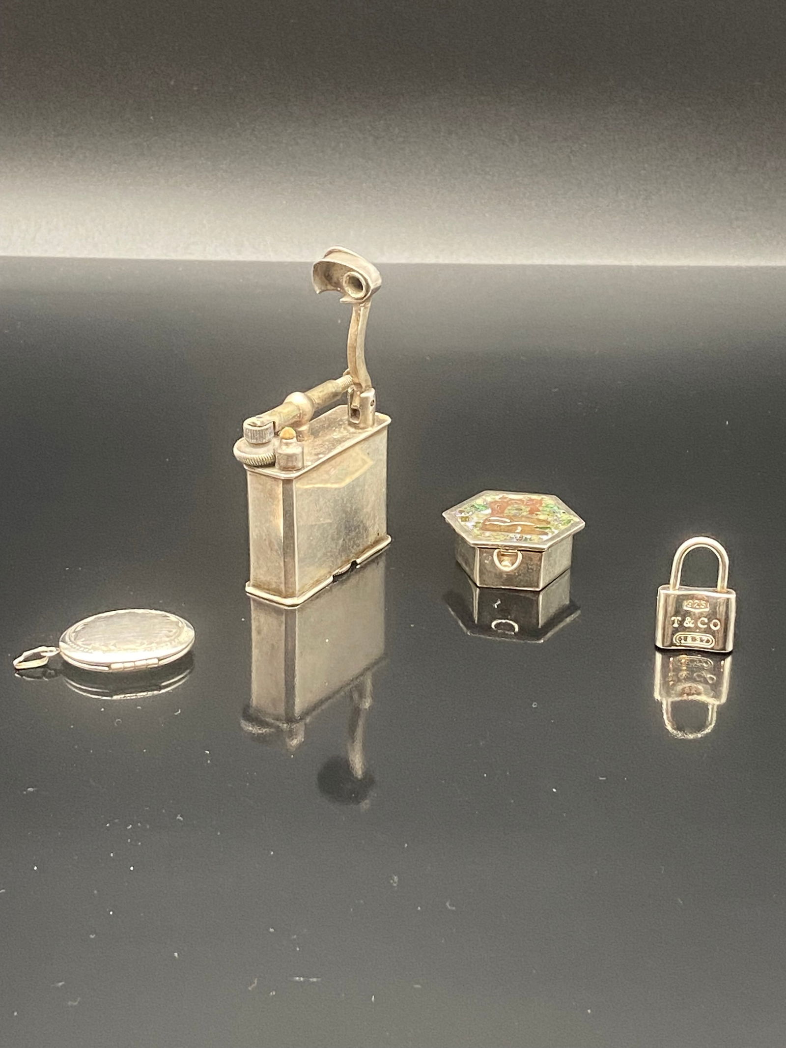 Sterling Silver Lot – Tiffany Padlock, Box, Lighter, Locket (1 of 18)