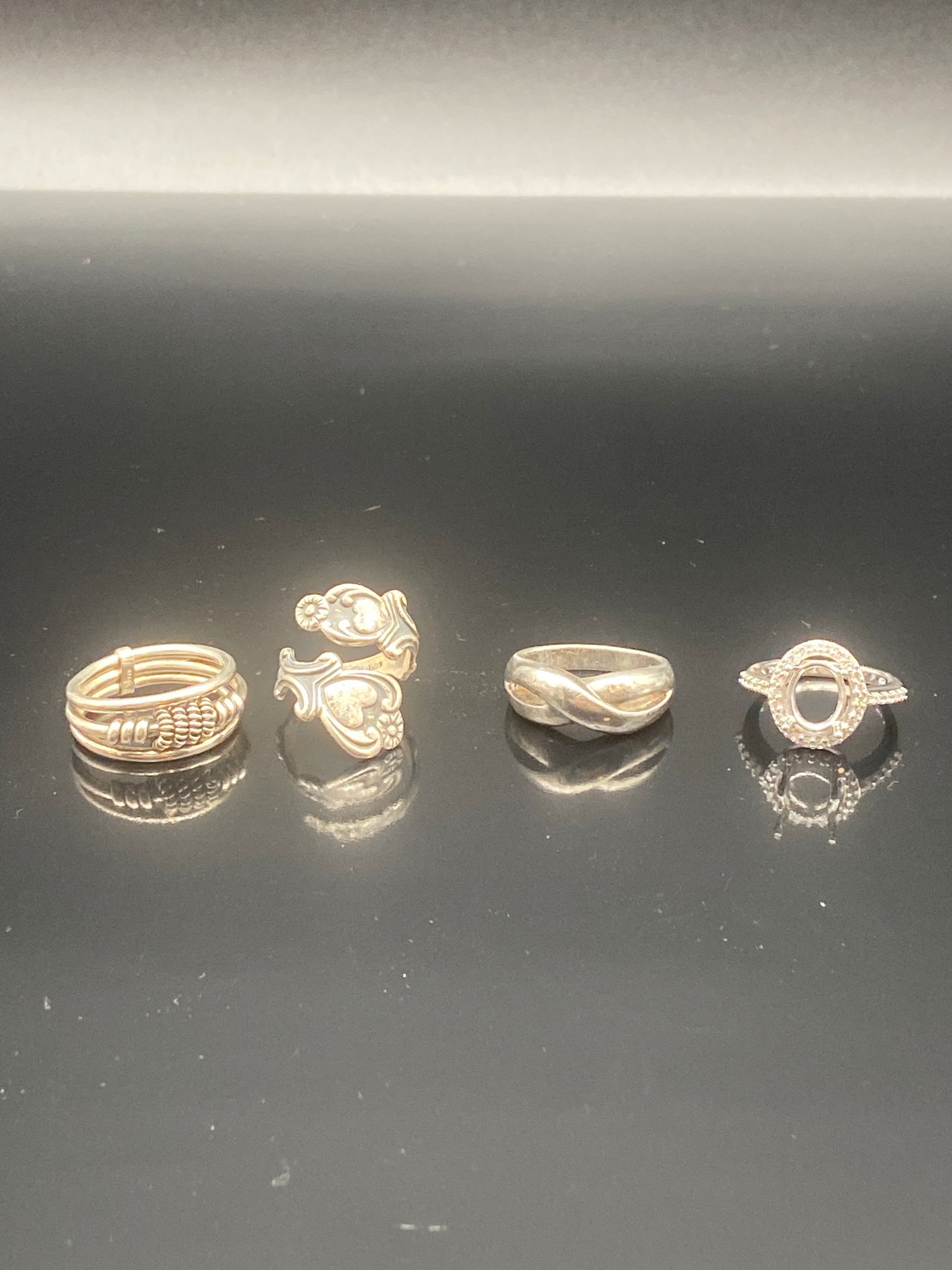 Lot of 4 Vintage Sterling Silver Rings – Assorted Designs (1 of 15)