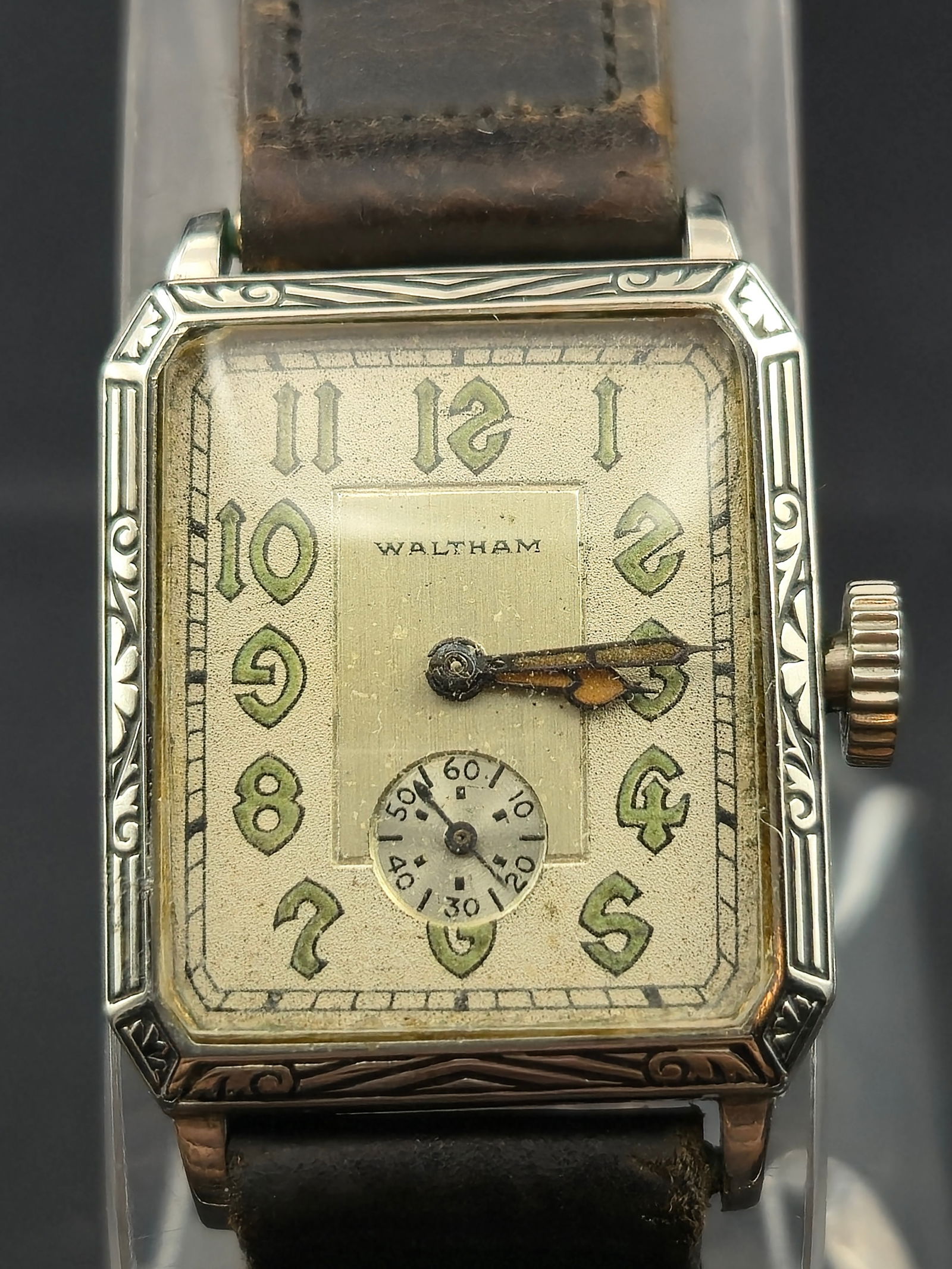 1930s Waltham Art Deco Tank Watch 14K White Gold Filled Case 7J Manual Wind Running (1 of 9)