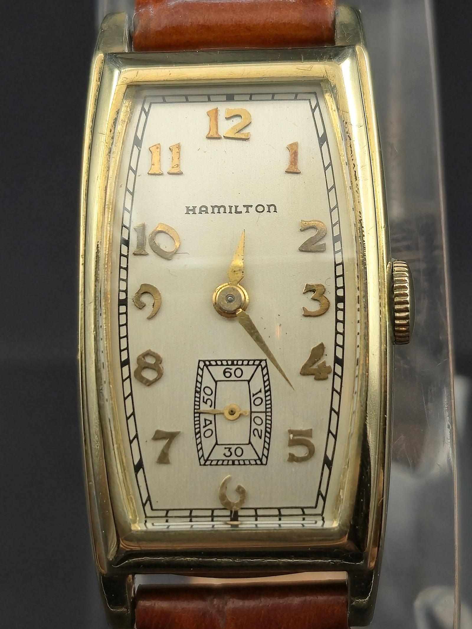 1940s Hamilton Curved Tank Watch 14K GF Case Cal. 980 17J Vintage Running (1 of 9)