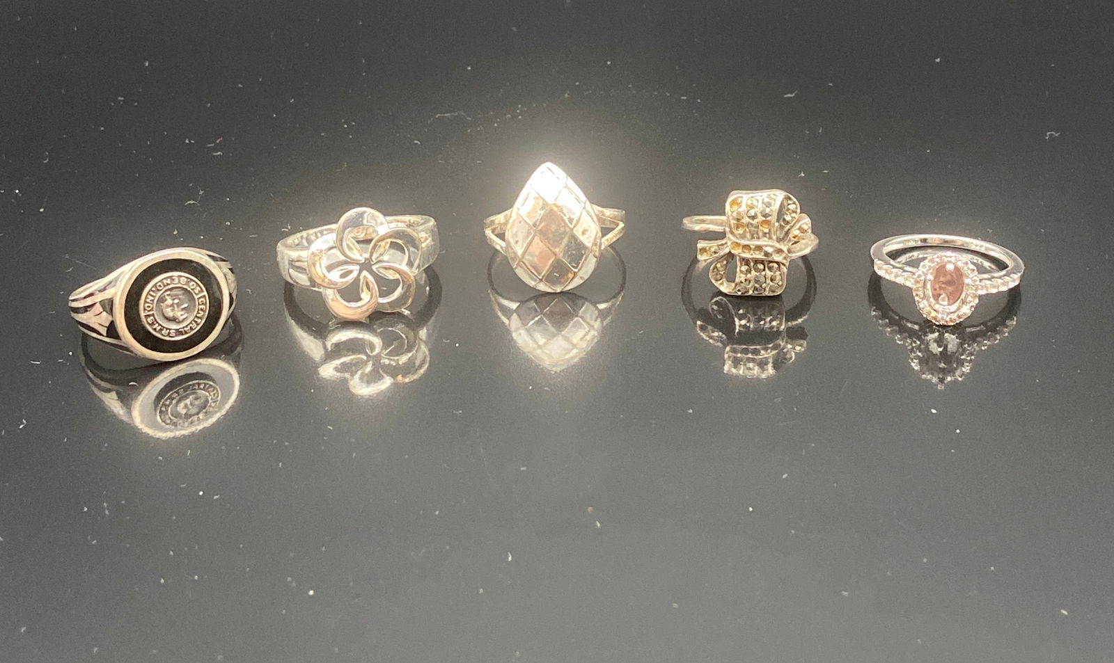 Lot of 5 Sterling Silver Rings – Mixed Designs (1 of 18)