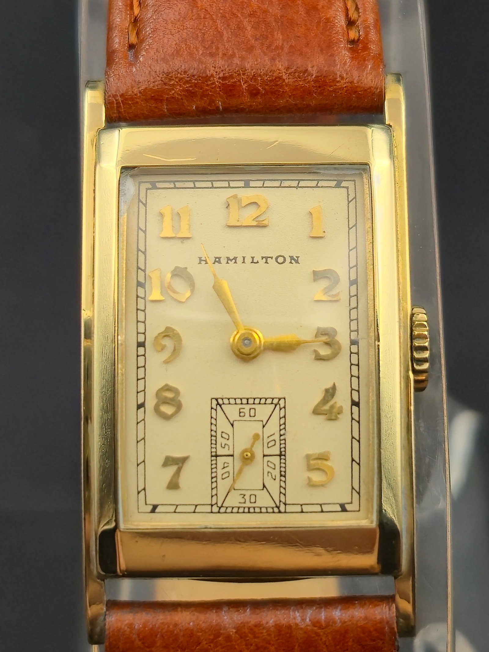 1940s Hamilton “Scott” 14K Gold-Filled 22mm Tank Watch w/ 980 17J Movement – Running (1 of 9)