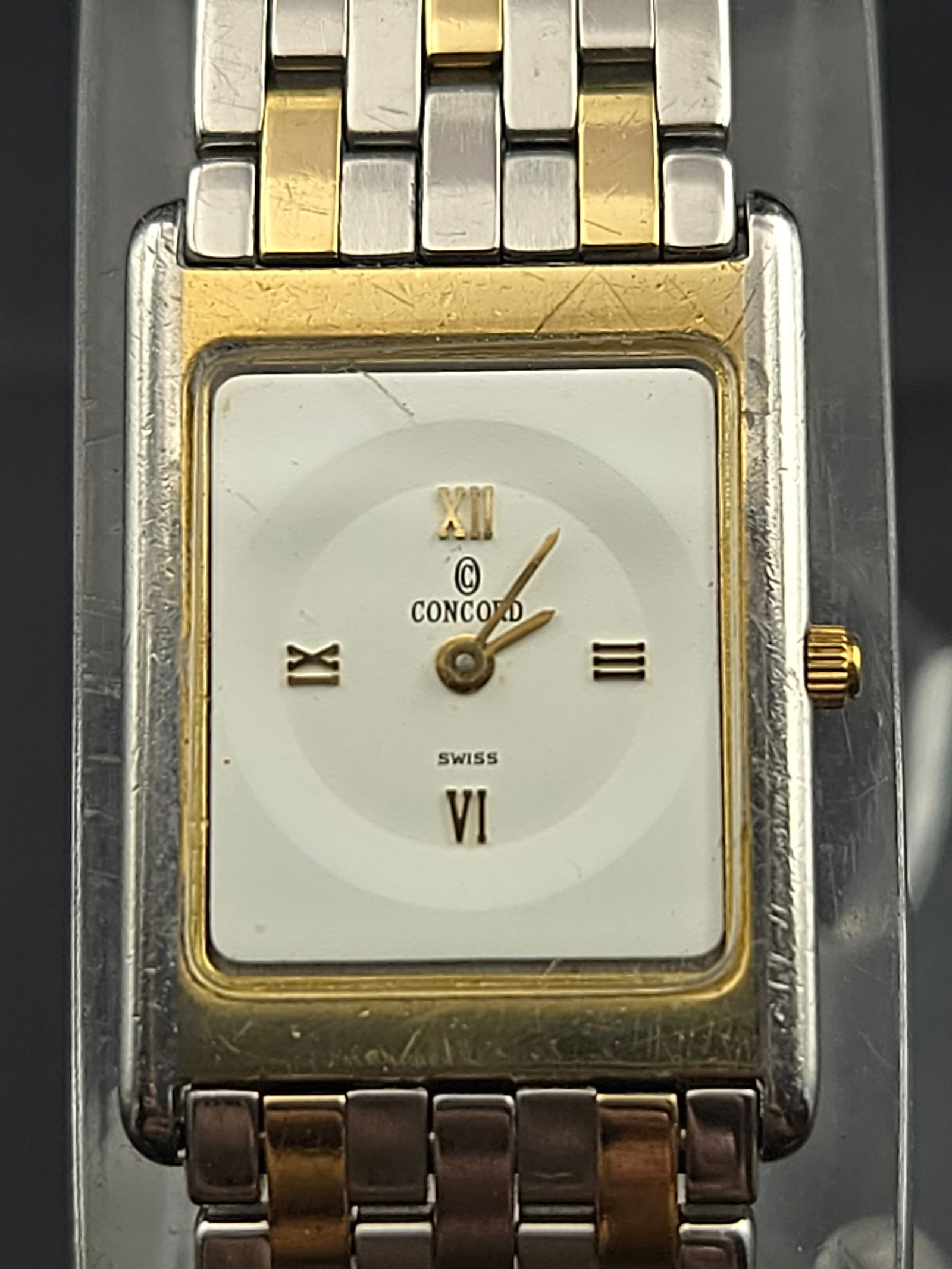 Concord 23mm Two-Tone Stainless Steel & Gold-Plated Swiss Quartz Tank Watch, Ref. 15-90-668G (1 of 7)