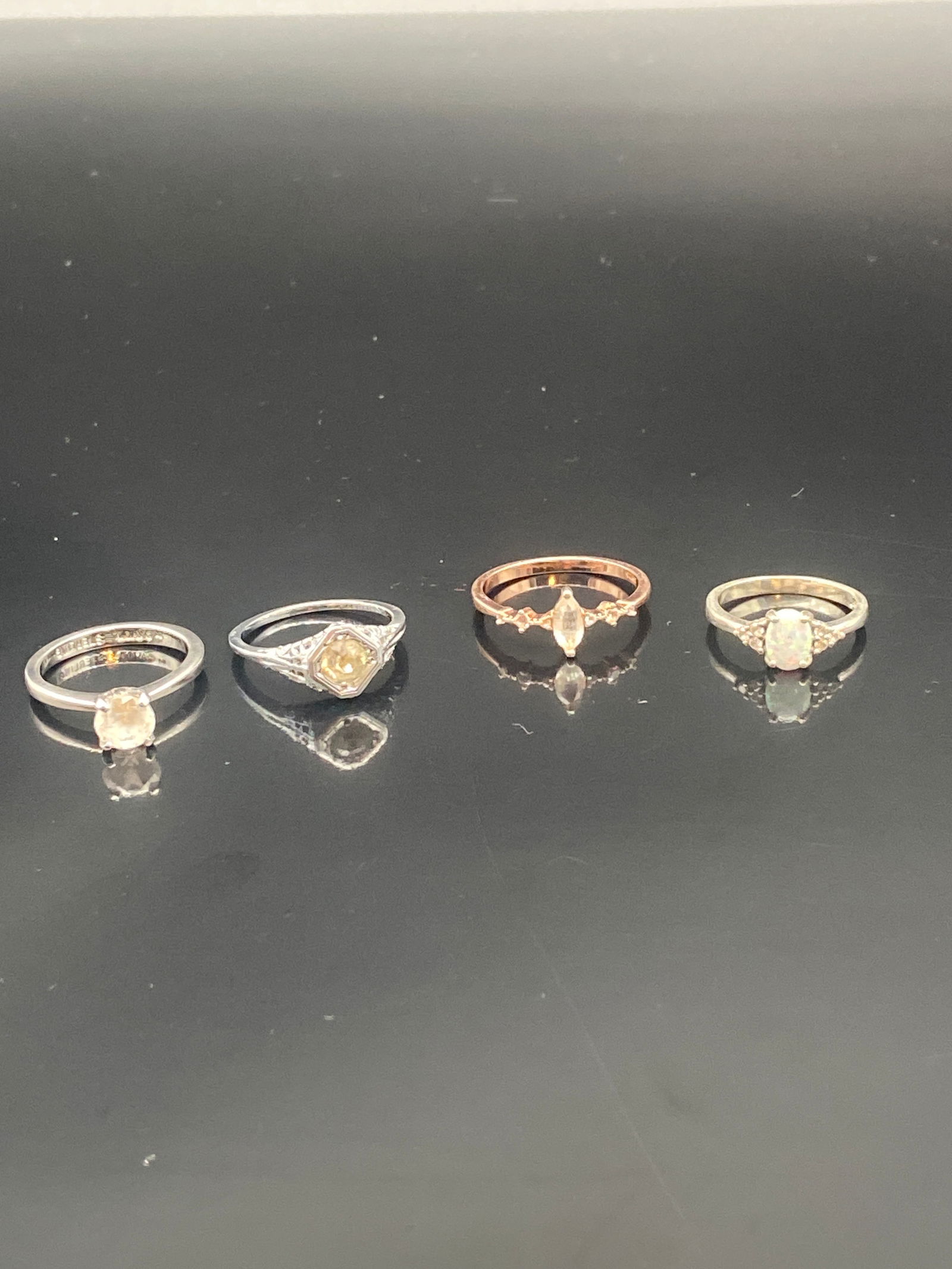 Set of Four Sterling & Gold-Tone Gemstone Rings – Solitaire & Modern Styles (1 of 15)