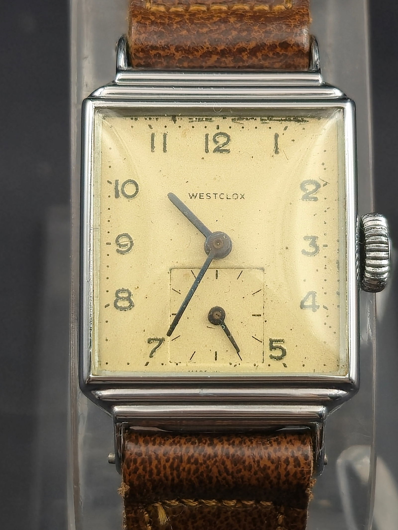 Westclox “Royal” 1940s Rectangular Chrome-Plated 22mm Mechanical Wristwatch (1 of 7)