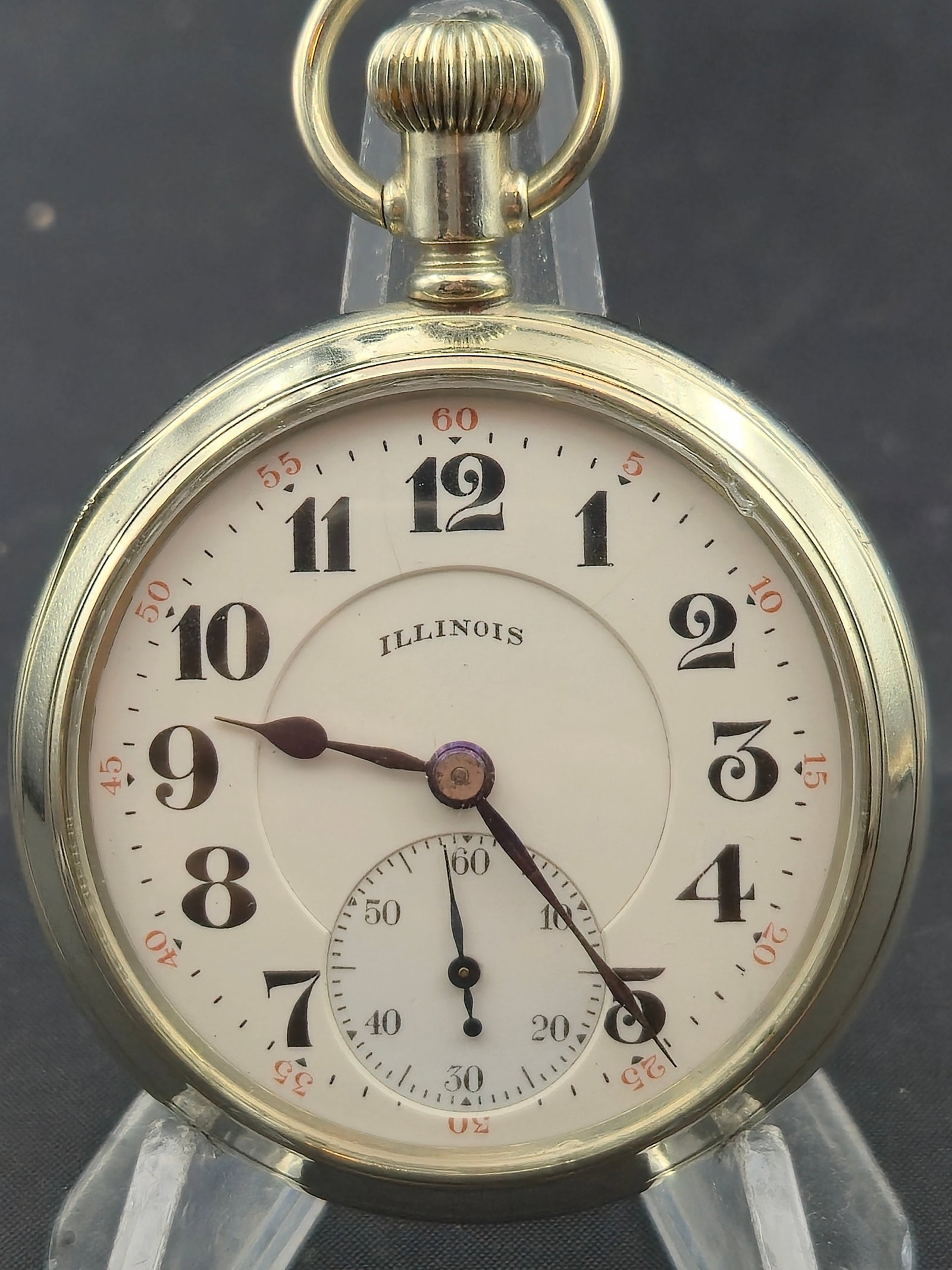 1920 Illinois Grade 706 Pocket Watch 16s 19j, Adjusted 3 Positions, Salesman Display Case, Runs (1 of 8)