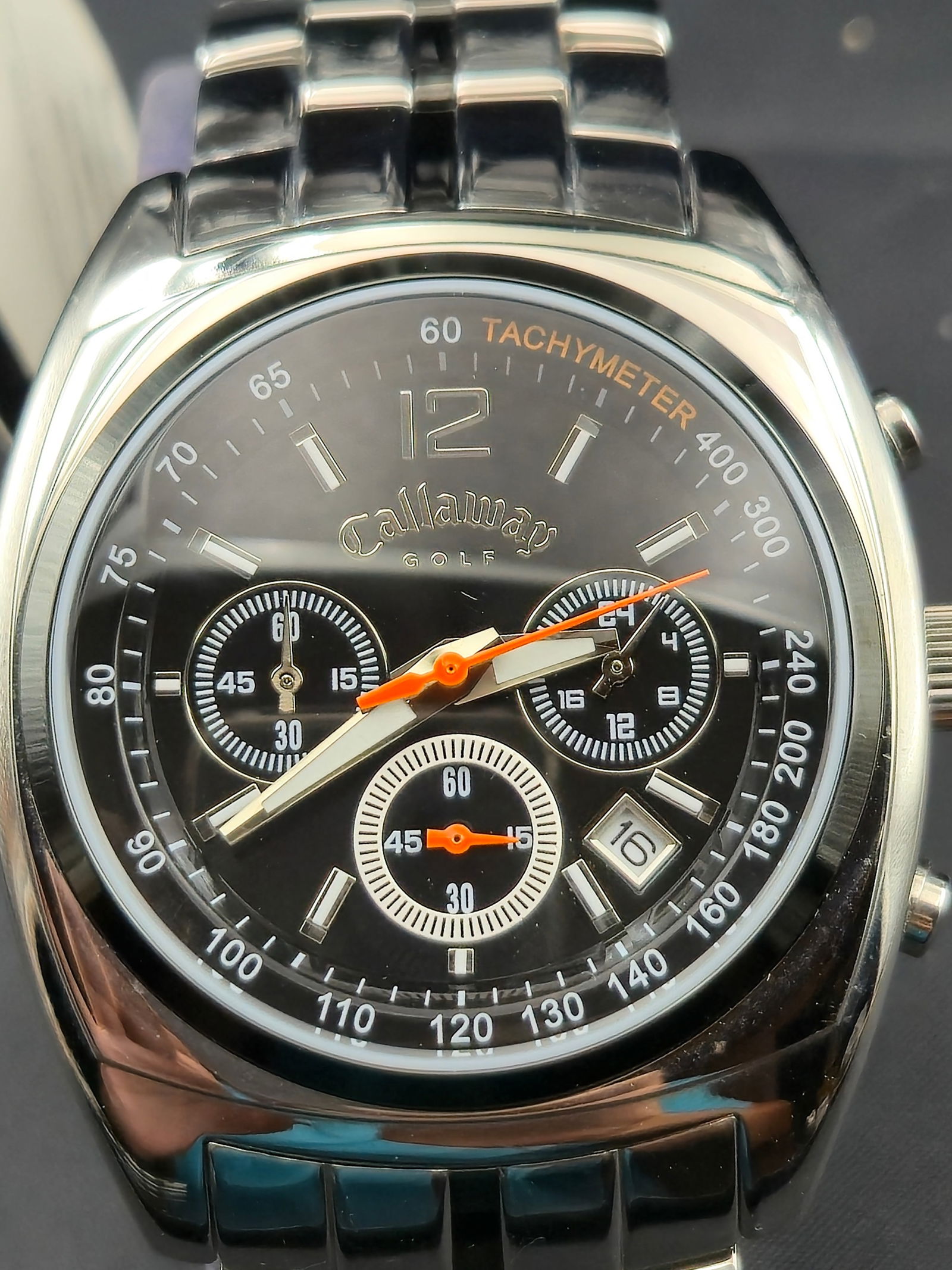 NOS Callaway Golf CY-2101 44mm Stainless Steel Chronograph Quartz Watch (1 of 7)