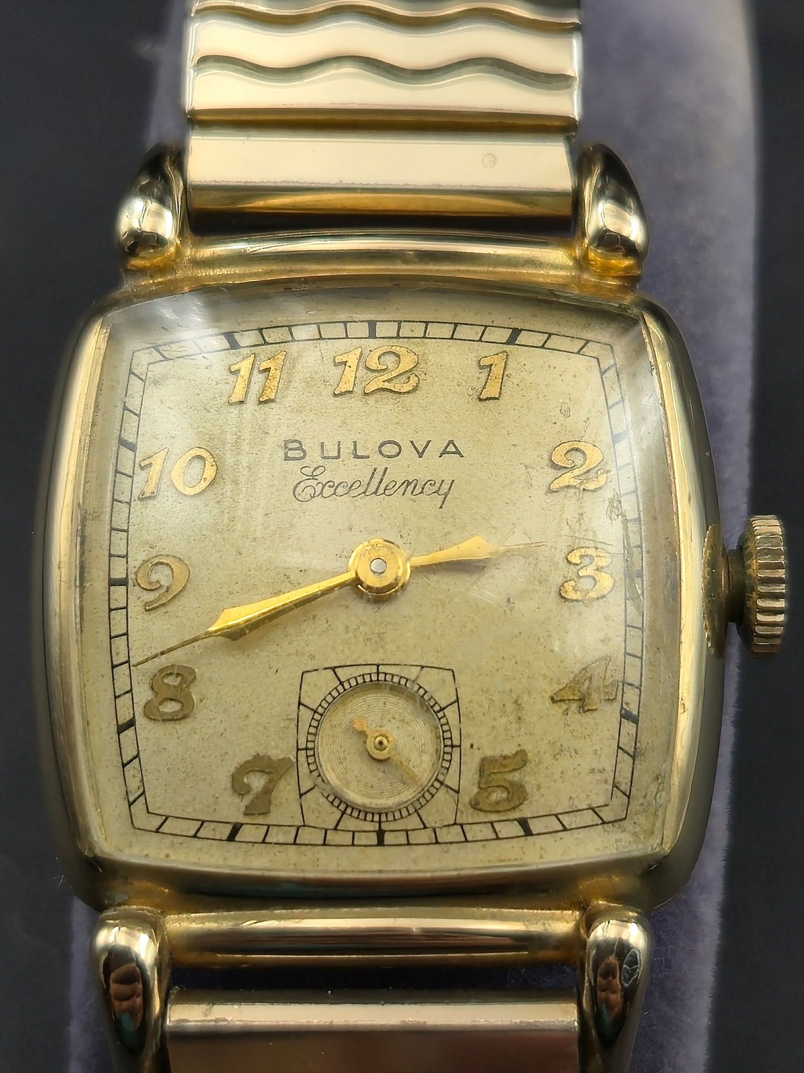 1949 Bulova Excellency 10K GF 21J Manual Wind Tank Watch w/ Expansion Band (1 of 10)