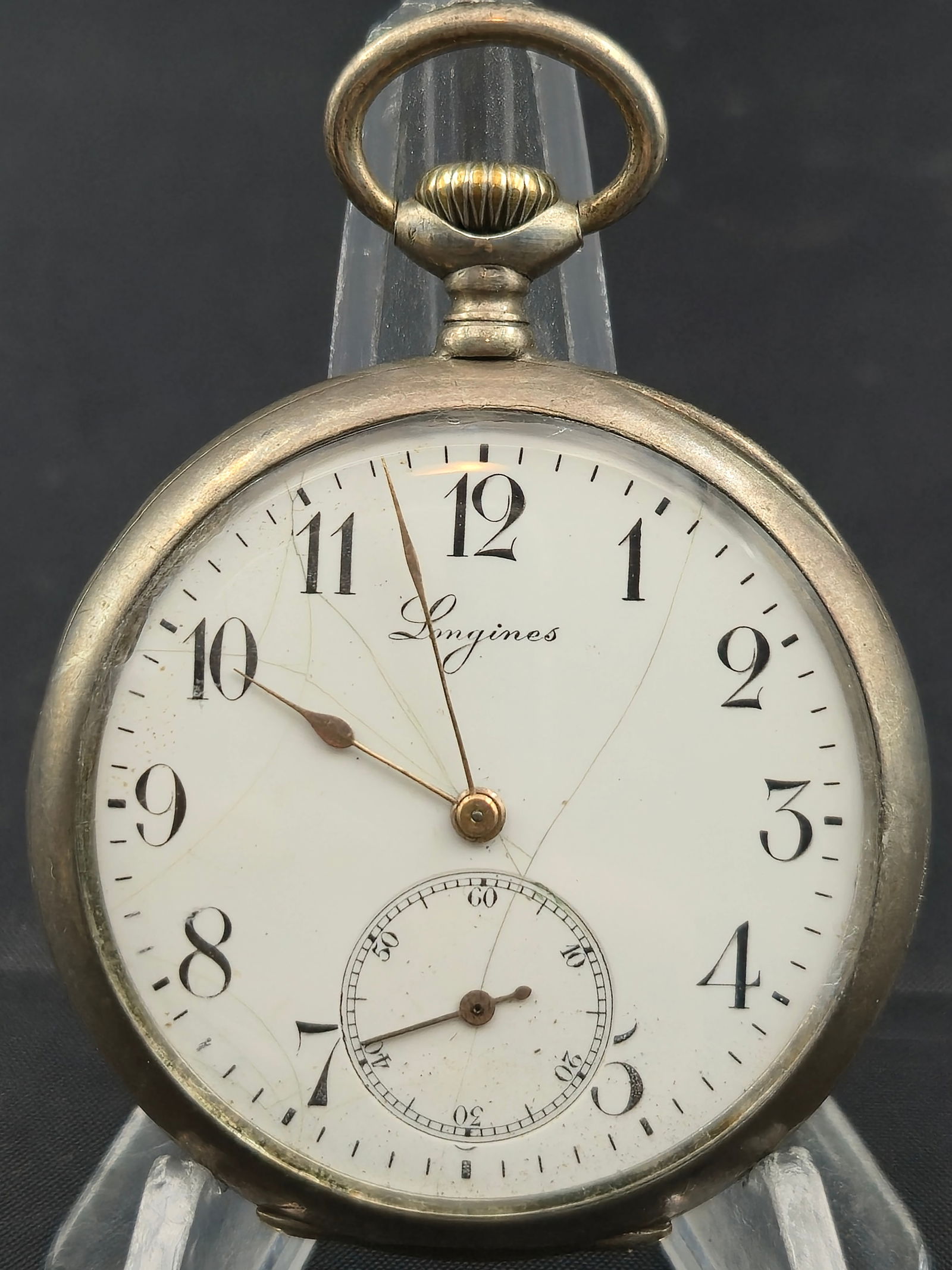 c.1910 Longines Swiss Pocket Watch .800 Silver 6 Grands Prix Case Enamel Dial (1 of 11)
