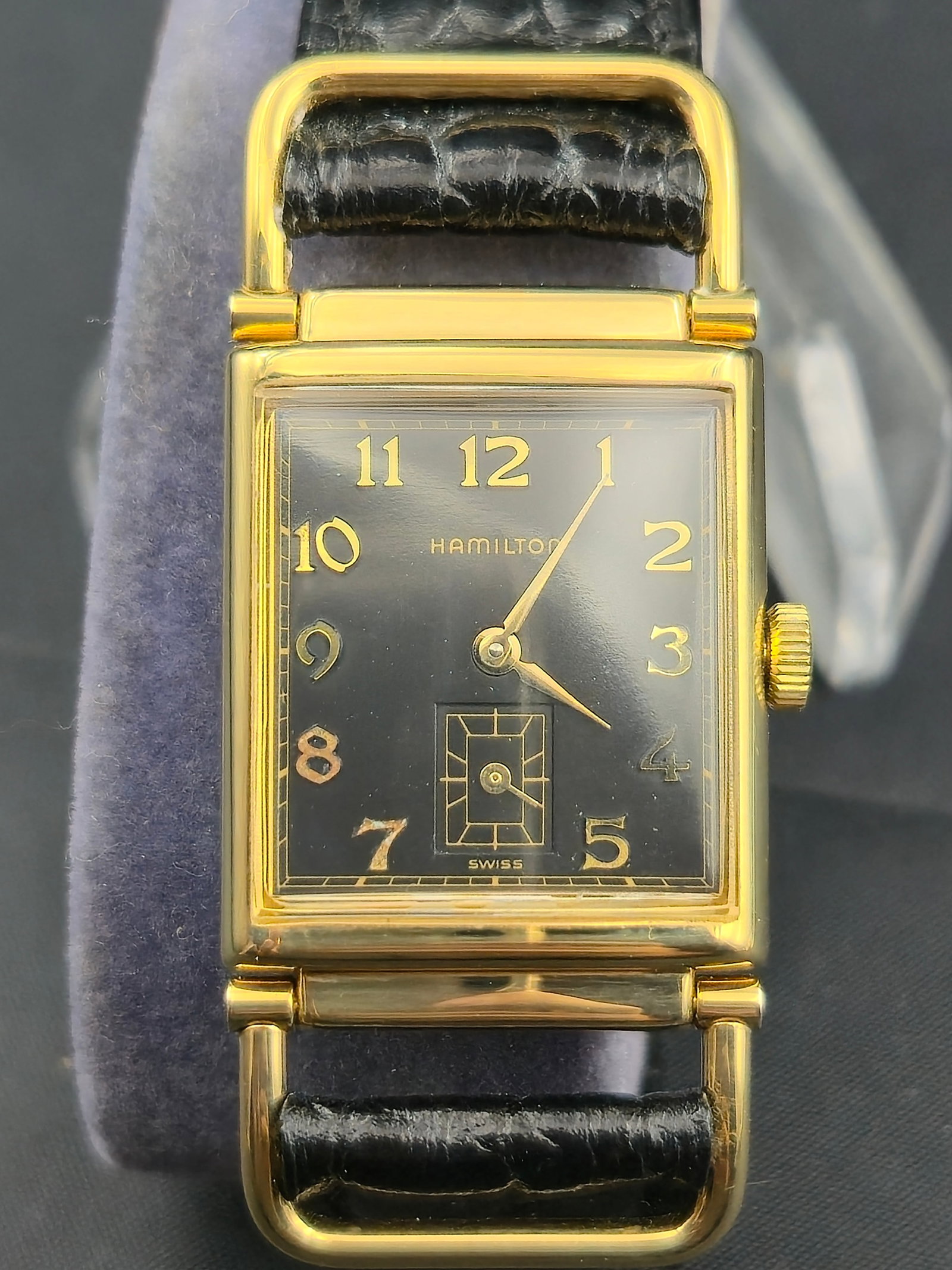 Hamilton 18K GP 22mm Rectangular Quartz Wristwatch, Ref. 6098, New Battery (1 of 10)