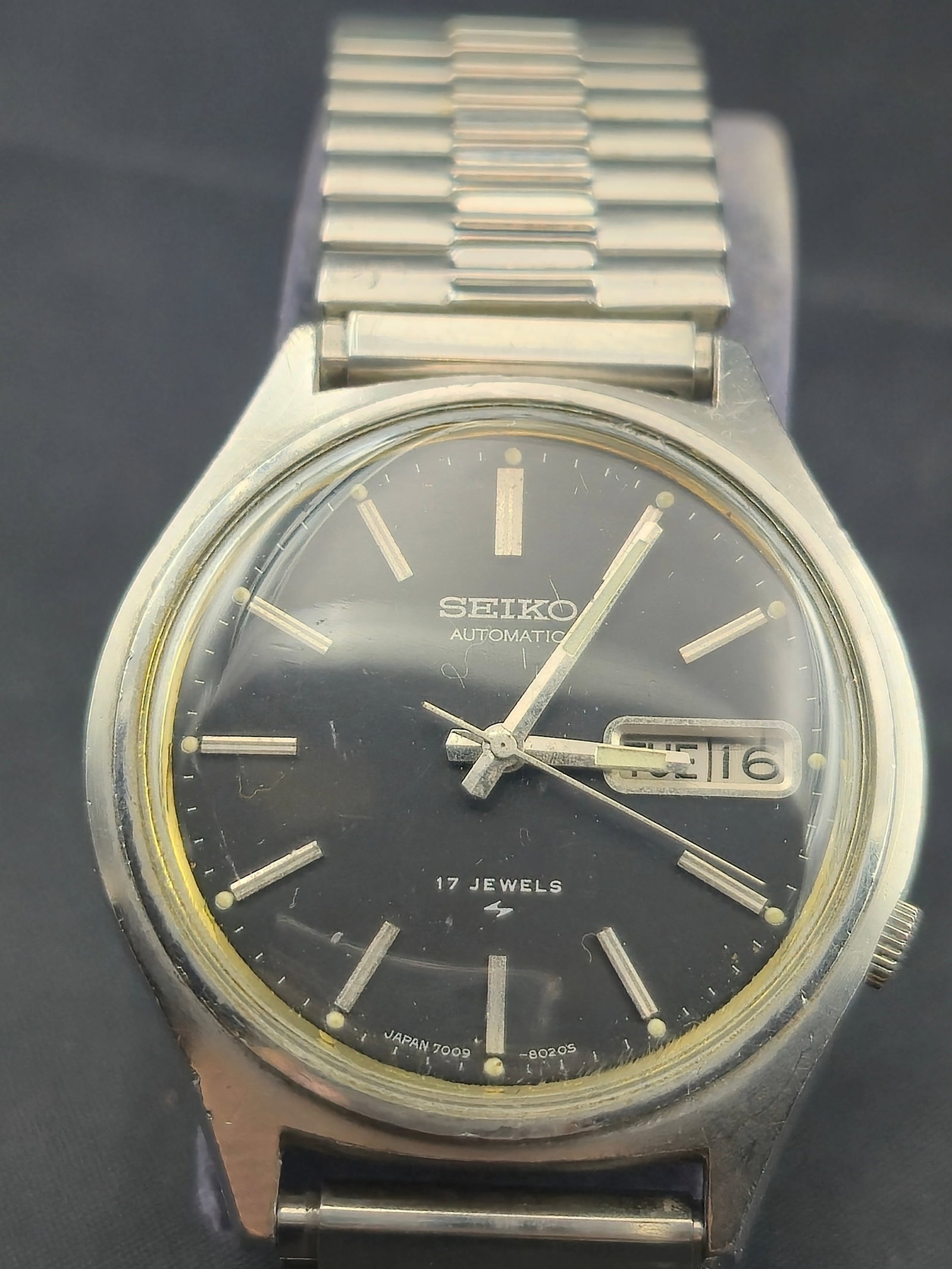 1970 Seiko 7006-8007 Automatic 17J Black Dial Day-Date 37mm Wristwatch (1 of 7)