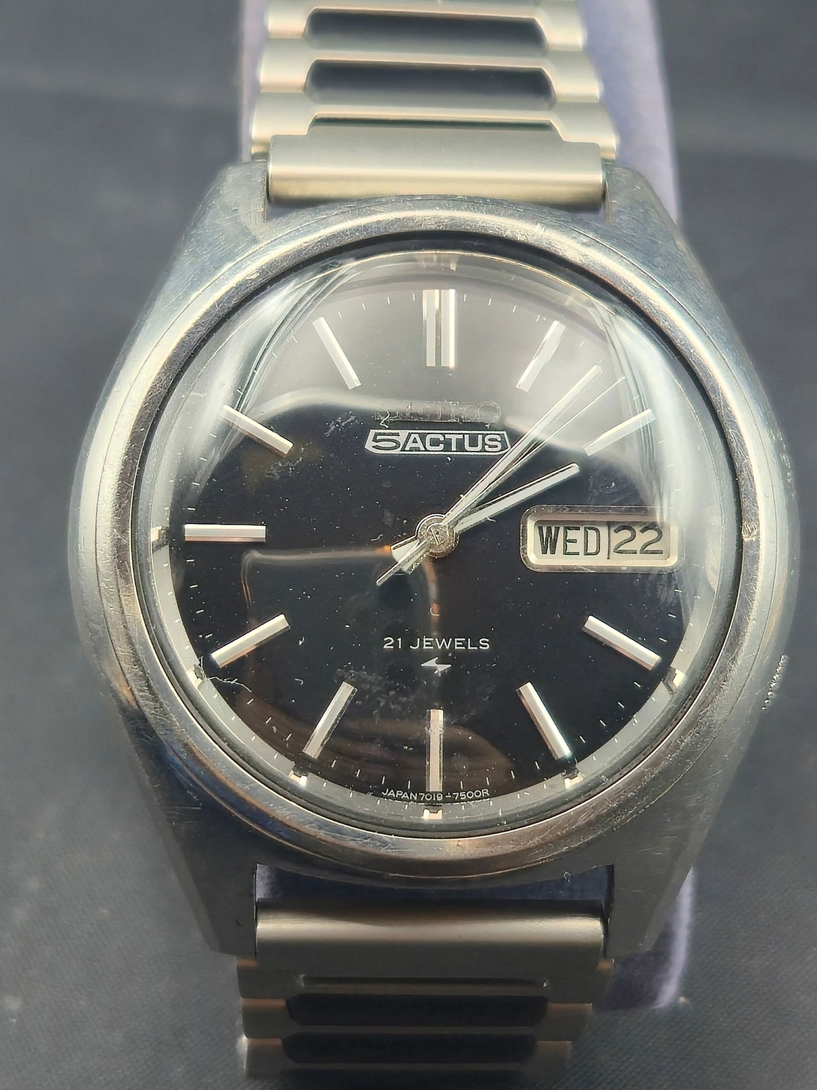 1975 Seiko 5 Actus 7019-7060 Automatic 21J 37mm Stainless Steel Domed Crystal Wristwatch Running (1 of 9)
