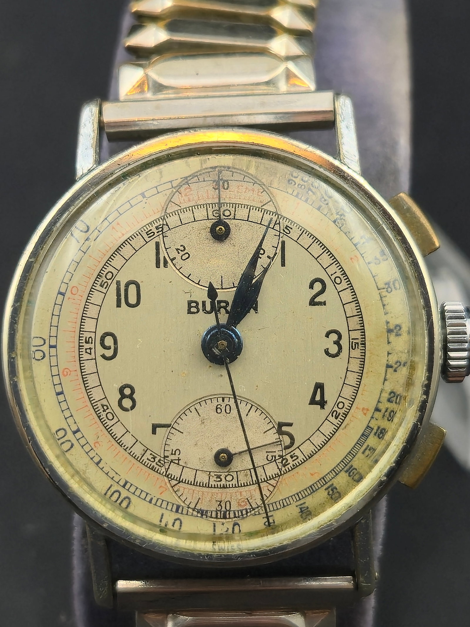 1940s Buren Military WWII-Era Chronograph 31mm Stainless Steel 2-Register Watch – Fully Functional (1 of 9)