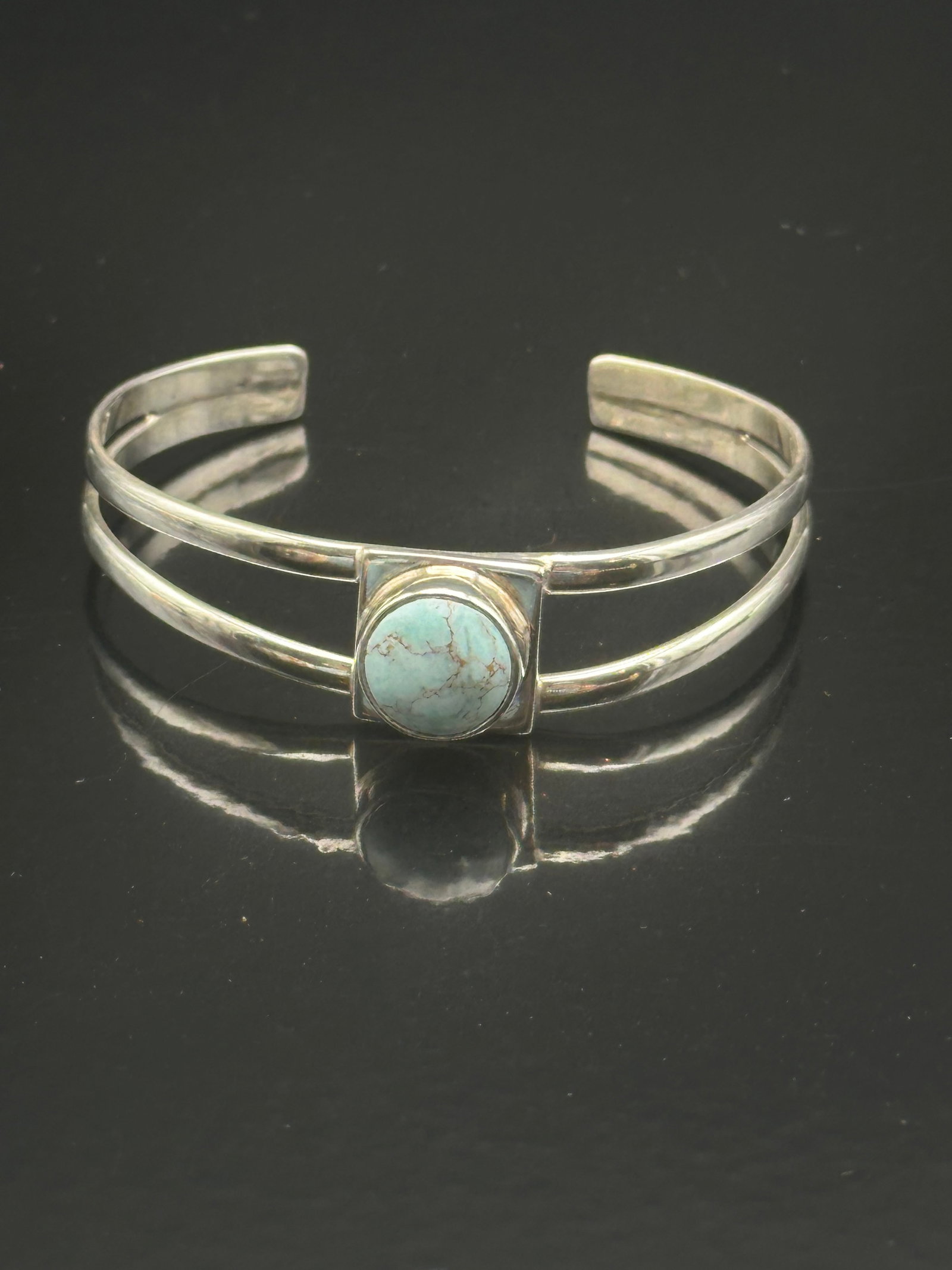 Vintage Navajo Sterling Silver Turquoise Cuff Bracelet – Signed – 20.9g (1 of 9)