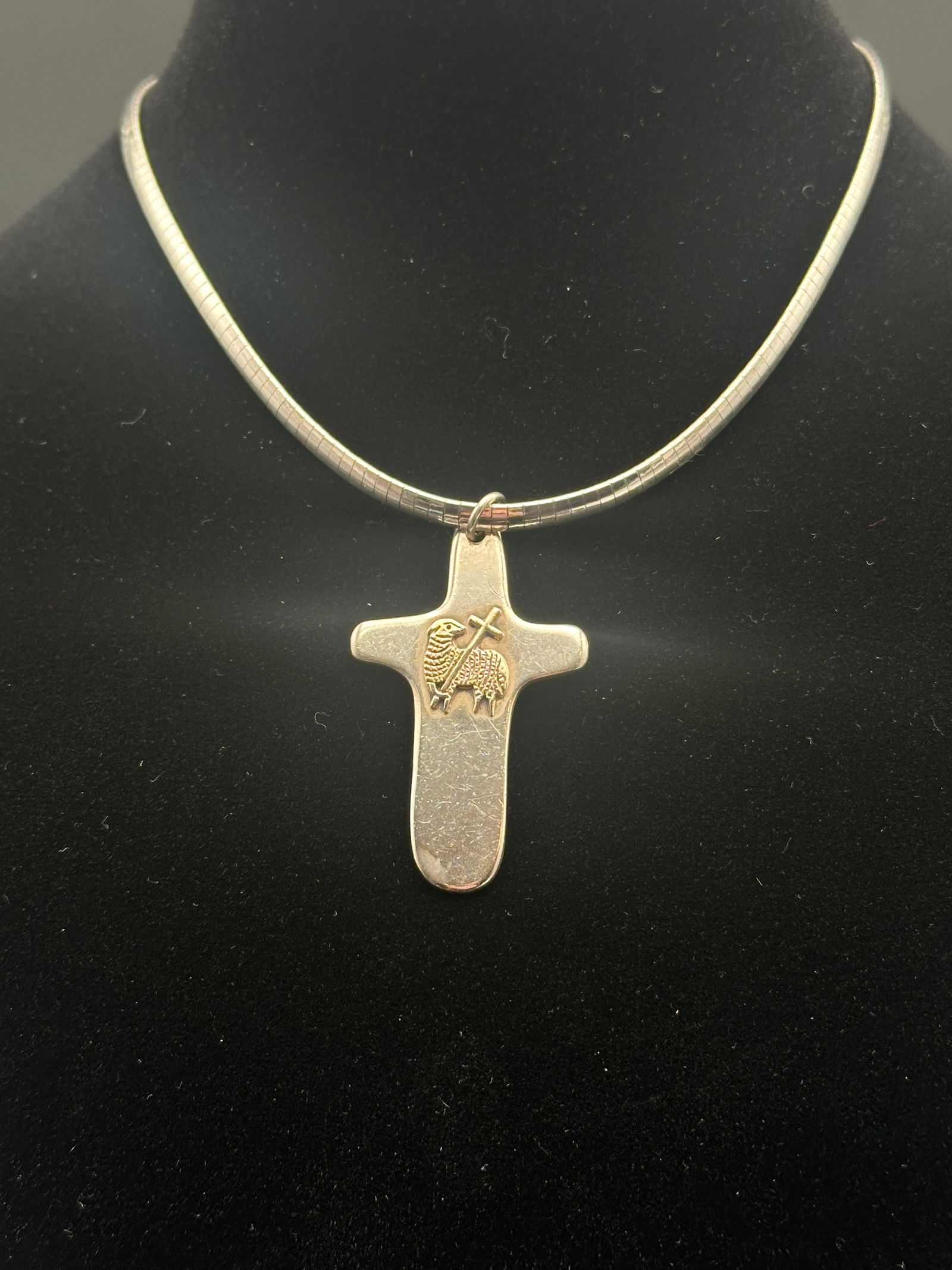Scandinavian Sterling Silver Cross Pendant with Lamb of God, Swedish Mark, Italian Chain, 33g (1 of 9)