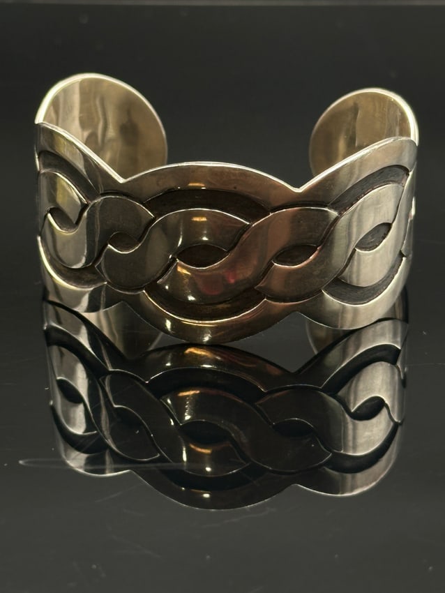 Vintage Sterling Silver Braided Cuff Bracelet (1 of 6)