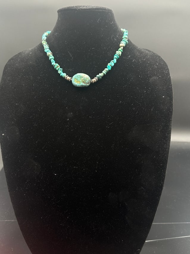 Vintage Turquoise Nugget & Sterling Silver Statement Necklace (1 of 7)