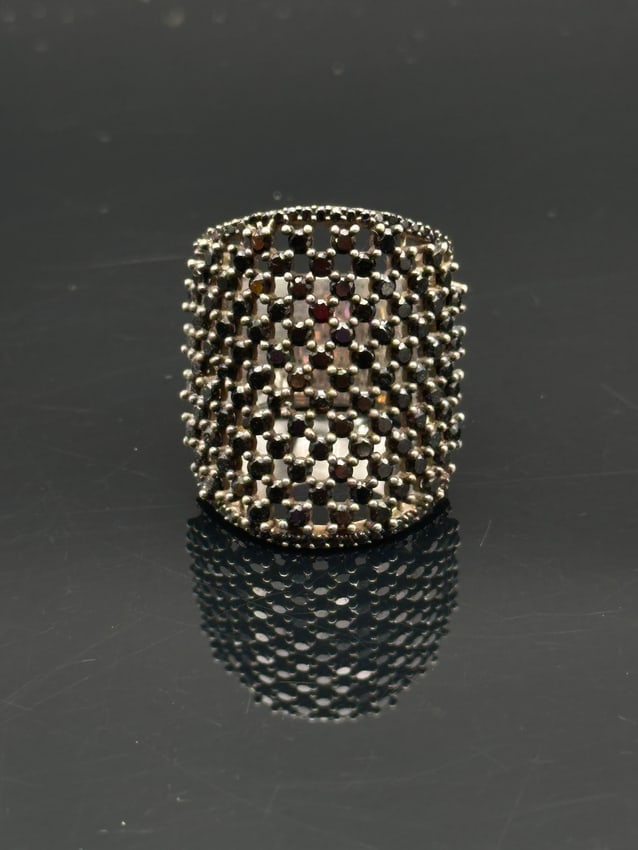 Sterling Silver Wide Mesh Dome Statement Ring (1 of 8)
