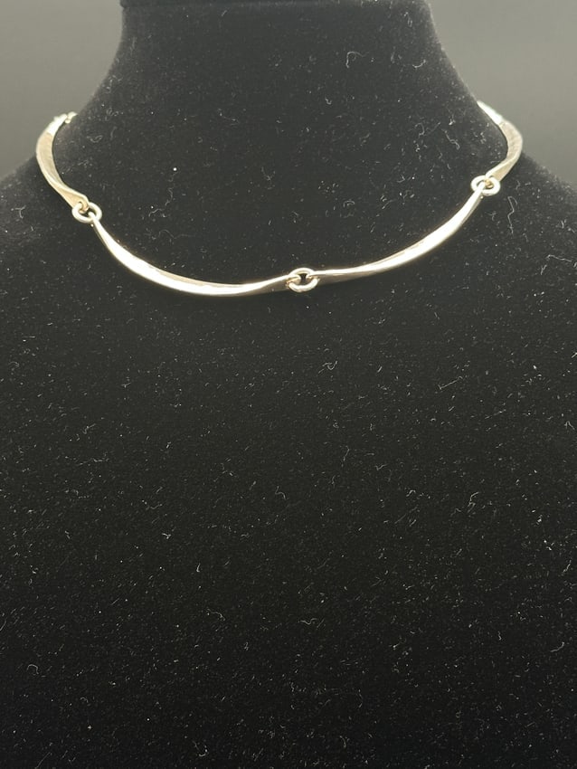 Modernist Sterling Silver Link Collar Necklace (1 of 6)