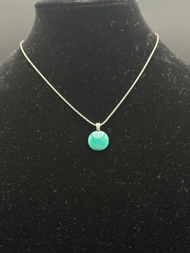 Sterling Silver Necklaces with Turquoise Beads & Amazonite Pendant (1 of 9)
