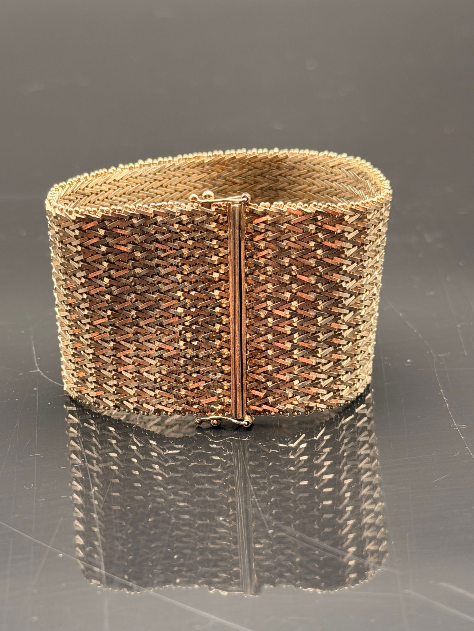 Vintage Taxco Mexico Sterling Silver 925 Wide Woven Mesh Bracelet – Handmade (1 of 7)