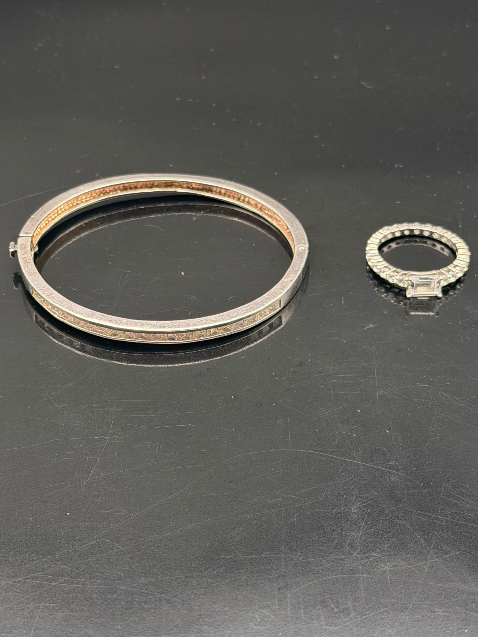 Sterling Silver CZ Bracelet & Ring Set – 19g Total (1 of 7)