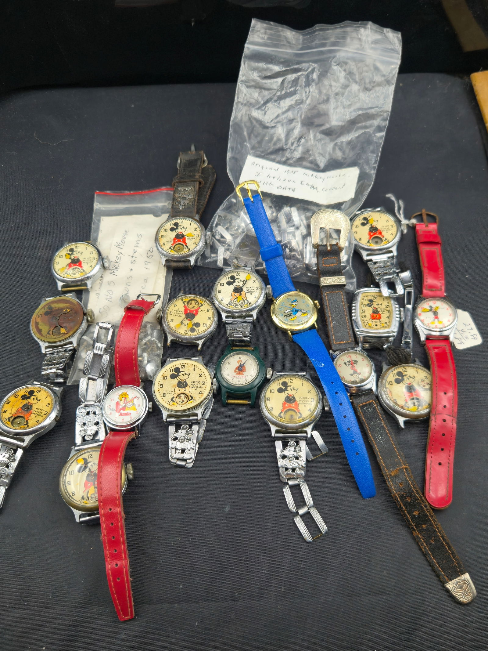 Collection of Vintage Ingersoll Mickey Mouse & Character Watches w/ Parts Lot (1930s–1950s) (1 of 7)