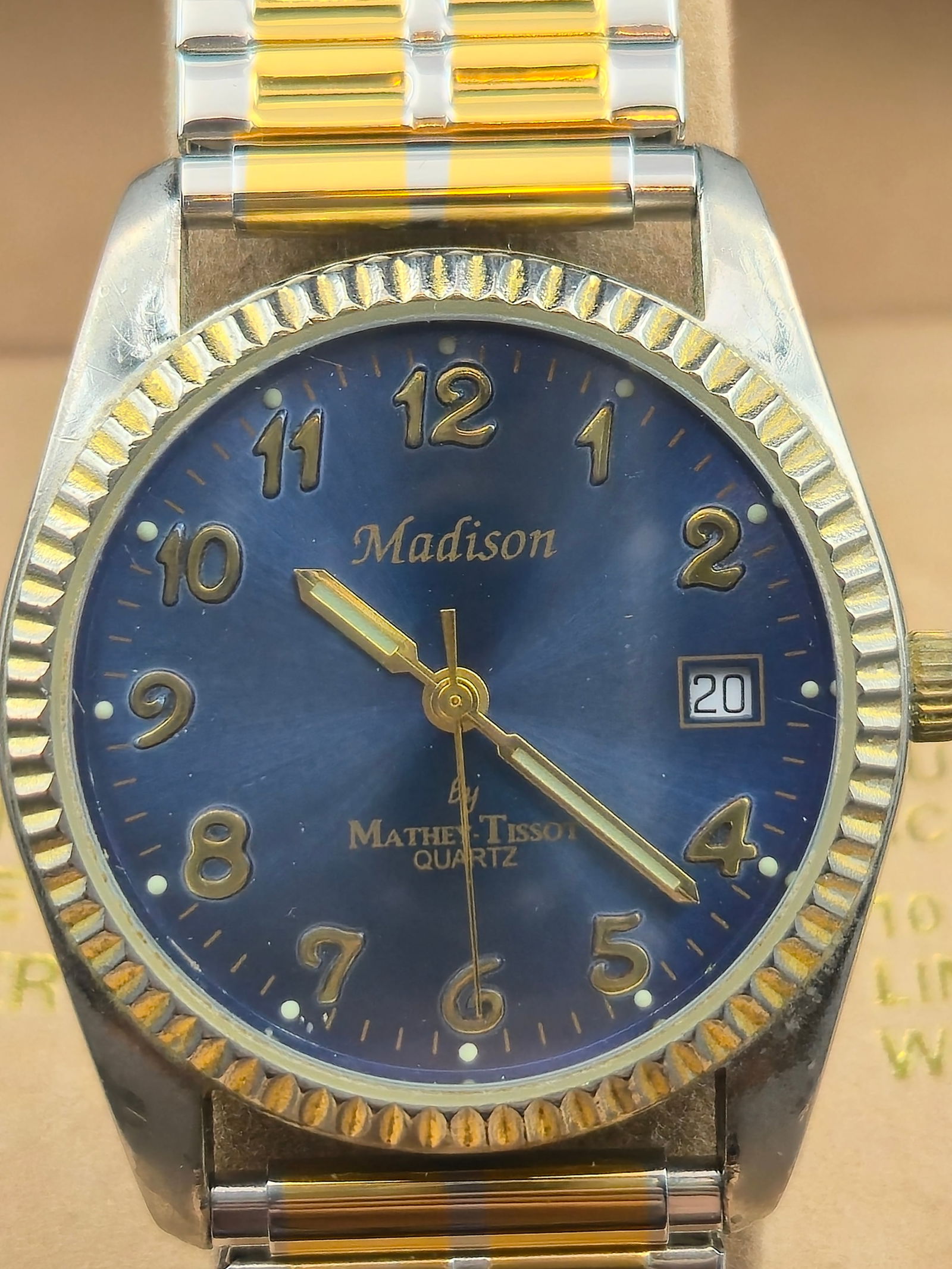 Mathey-Tissot Madison Quartz Blue Dial Two-Tone Expansion Bracelet w/ Box – New Battery (1 of 6)